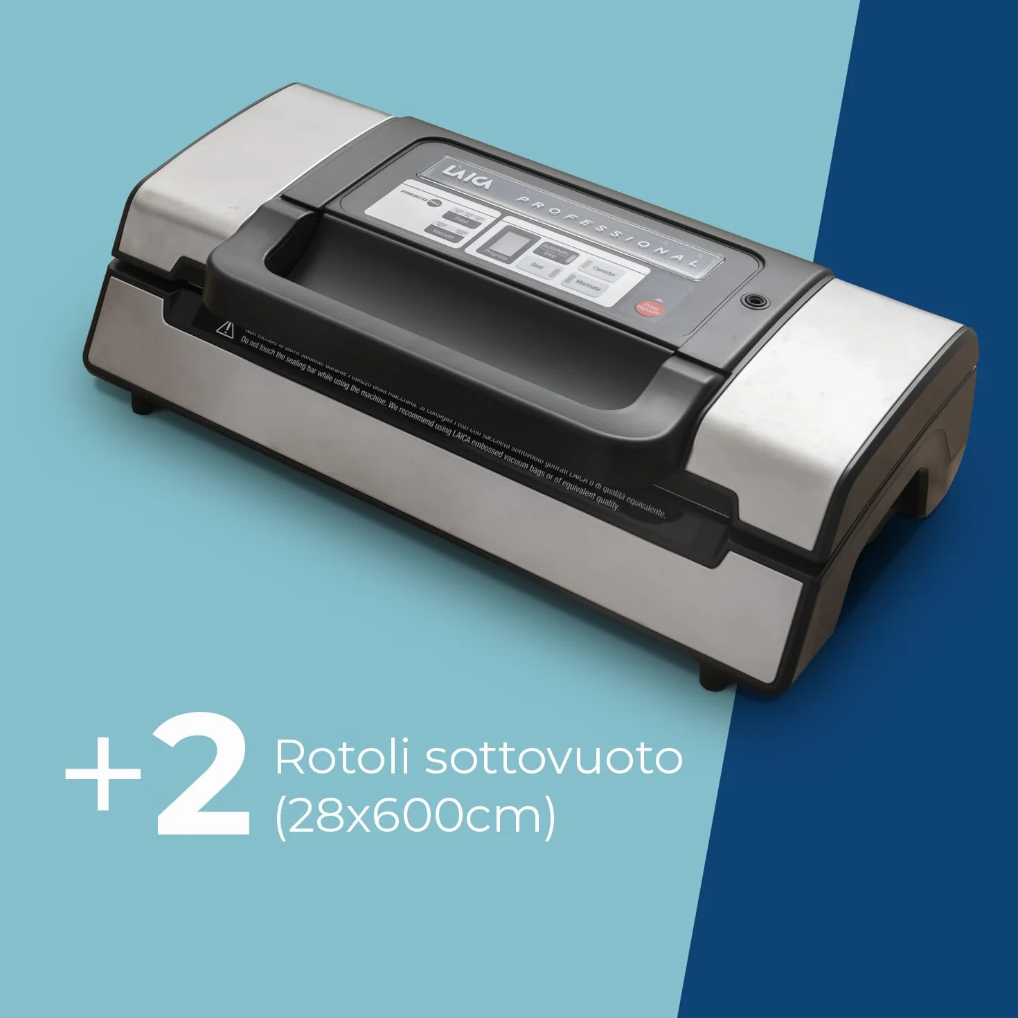 LAICA VT3120 Macchina Sottovuoto Professionale - Adatta per Tutti i Tipi di Alimenti - Funzione Marinatura Rapida, Mantiene i Cibi Freschi fino a 5 Volte Più a Lungo - 2 Rotoli per Sottovuoto Inclusi