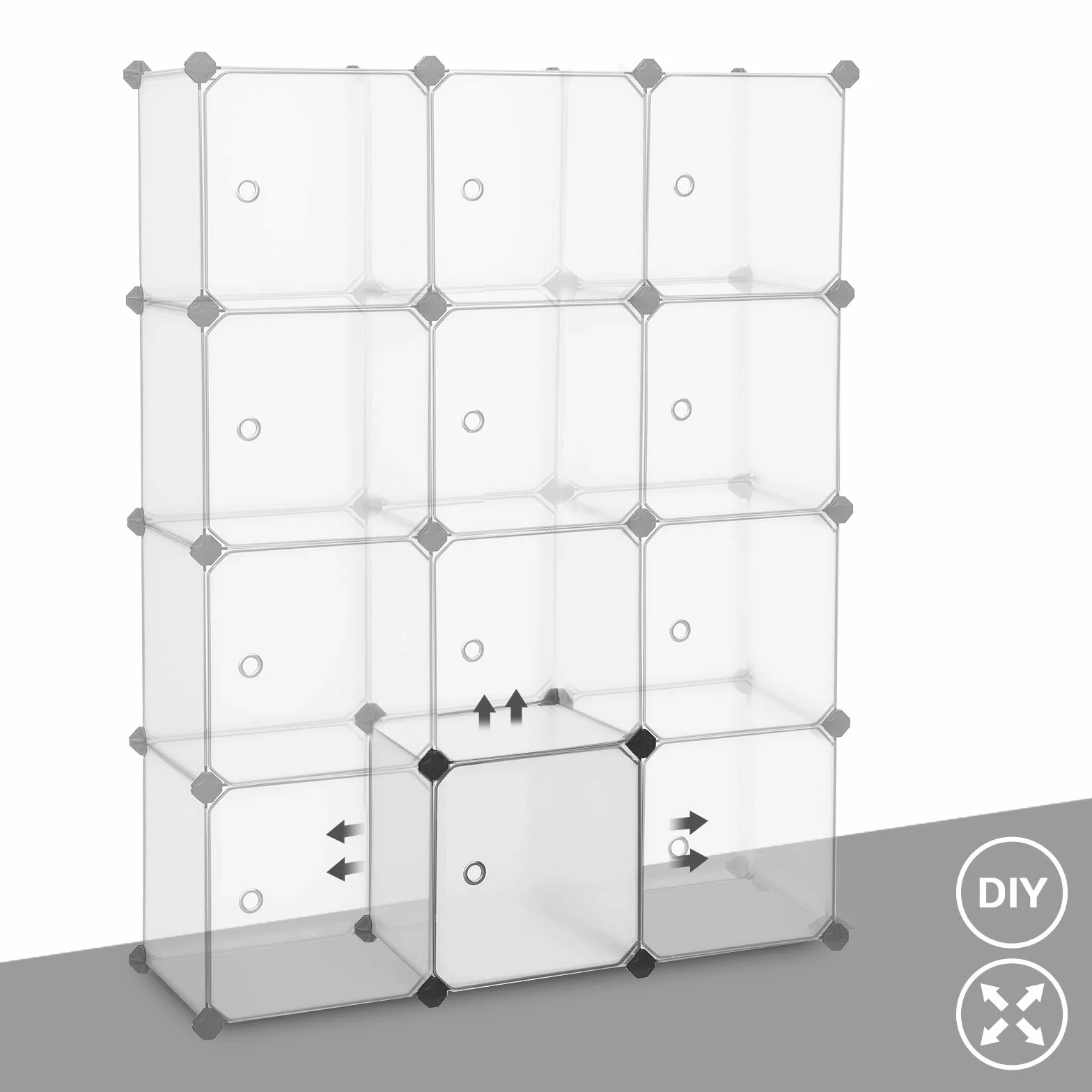 SONGMICS Armadio a 12 Cubi Portaoggetti con Ante, Bianco LPC342W01