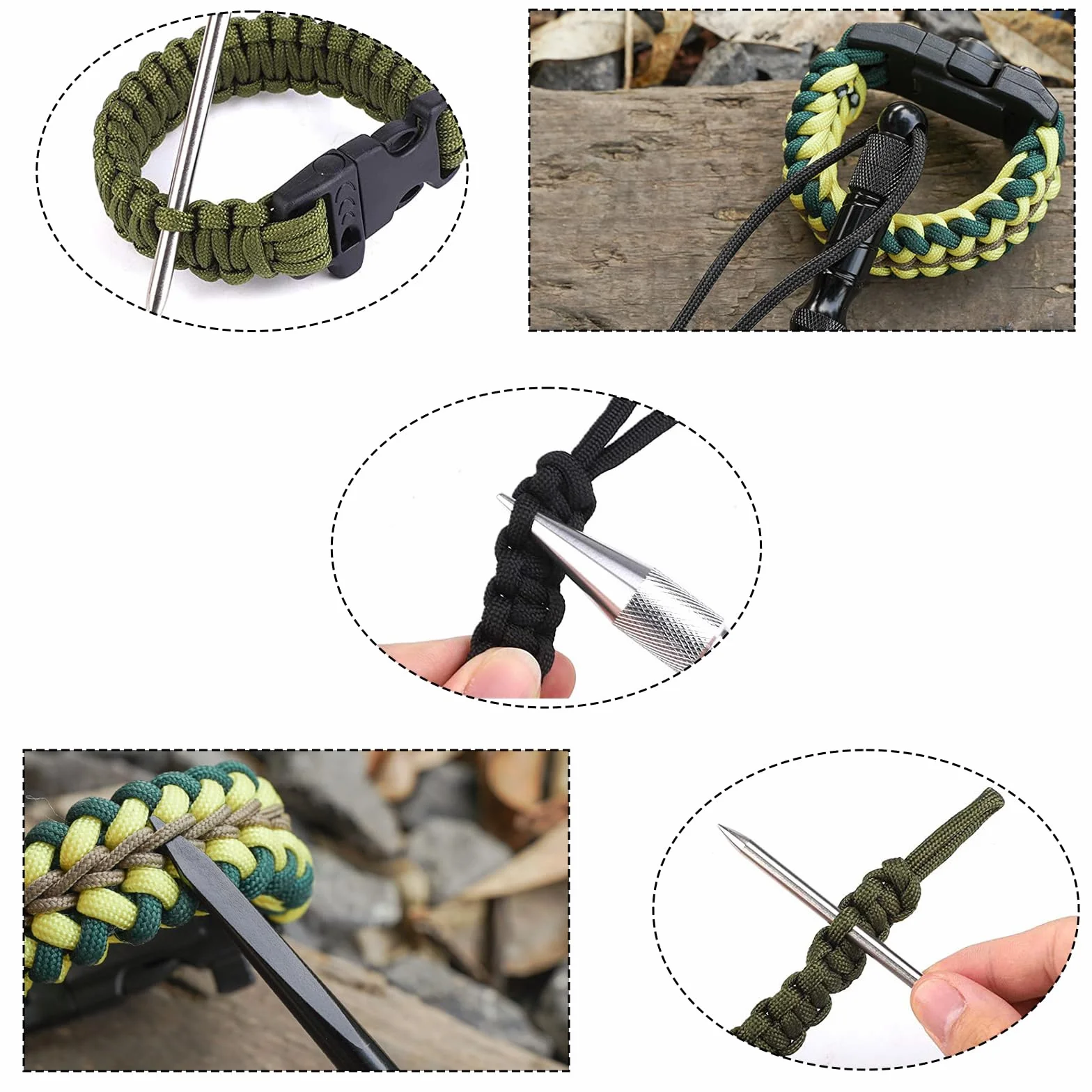 OWLMATE Set 14 pezzi aghi paracord acciaio inox strumento lisciante nodo nero