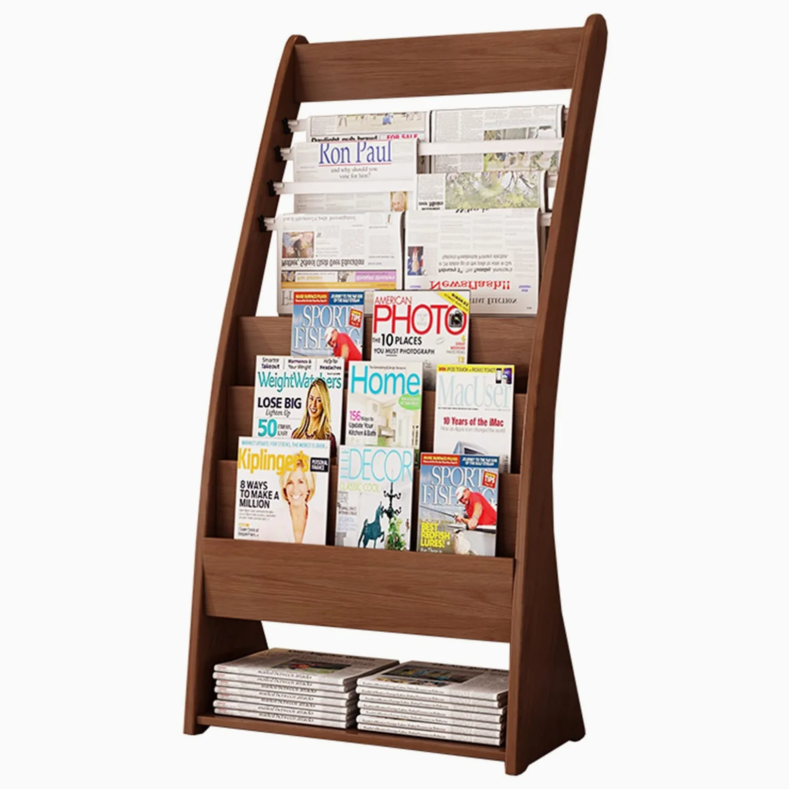 Espositore da Terra Espositore in Legno per Opuscoli, Portariviste da Banco Portariviste per Scopi Pubblicitari, Espositore da Terra Commerciale per Giornali per L'Ufficio(Brown)