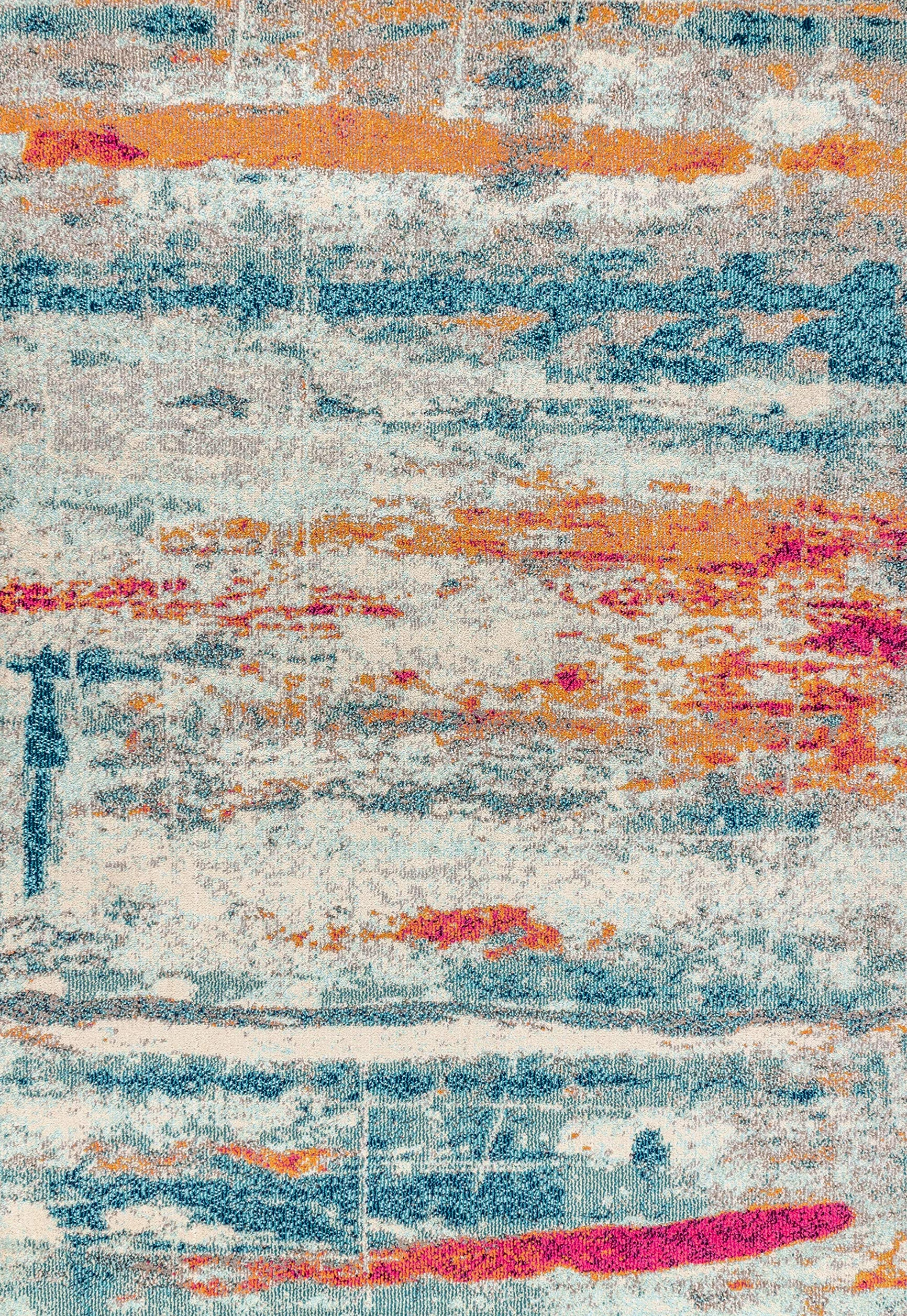 Jonathan Y CTP102C-8 Pop Contemporaneo Moderno Astratto Astratto pennellata Tappeto Interno, Transizione, Bohémien, Pulizia Vintage Facile, Soggiorno, Non spargimento, Crema/Blu, 240 cm X 300 cm