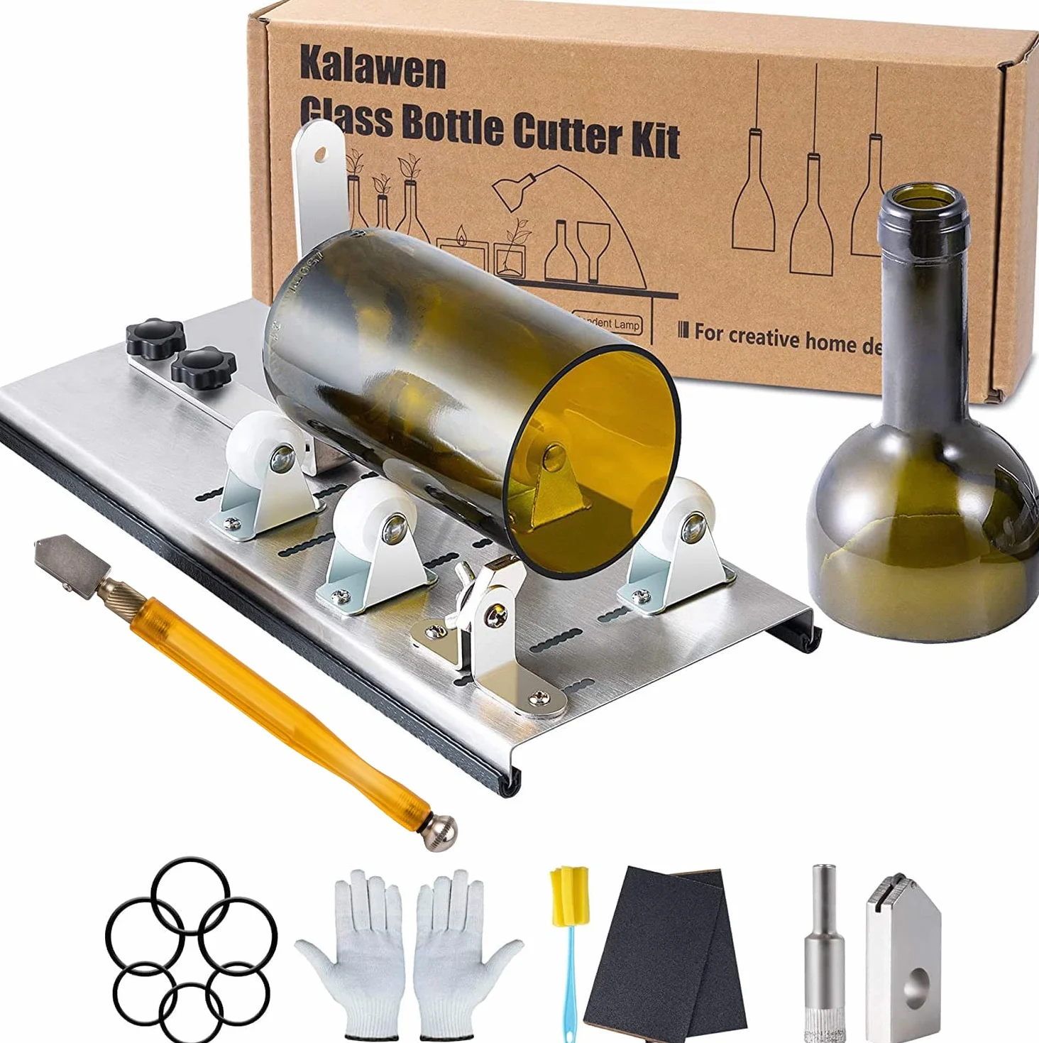 Tagliavetro Bottiglie Professionale, Taglierina per Bottiglia Vetro Vino Birra, Diamante Taglierino Vetro Acciaio Inossidabile Cutter