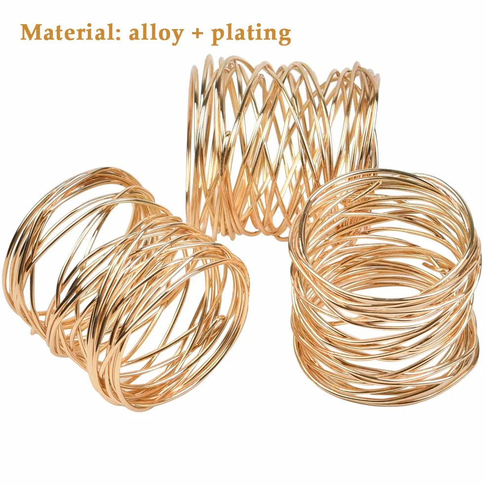 Portatovaglioli 6pcs Anelli di tovagliolo di Metallo Dorato, Anello da Tavolo 4.2 * 3.6cm, per Matrimonio Banchetto Cena Decorazione da Tavola per Feste d'Oro (6 Pezzi)