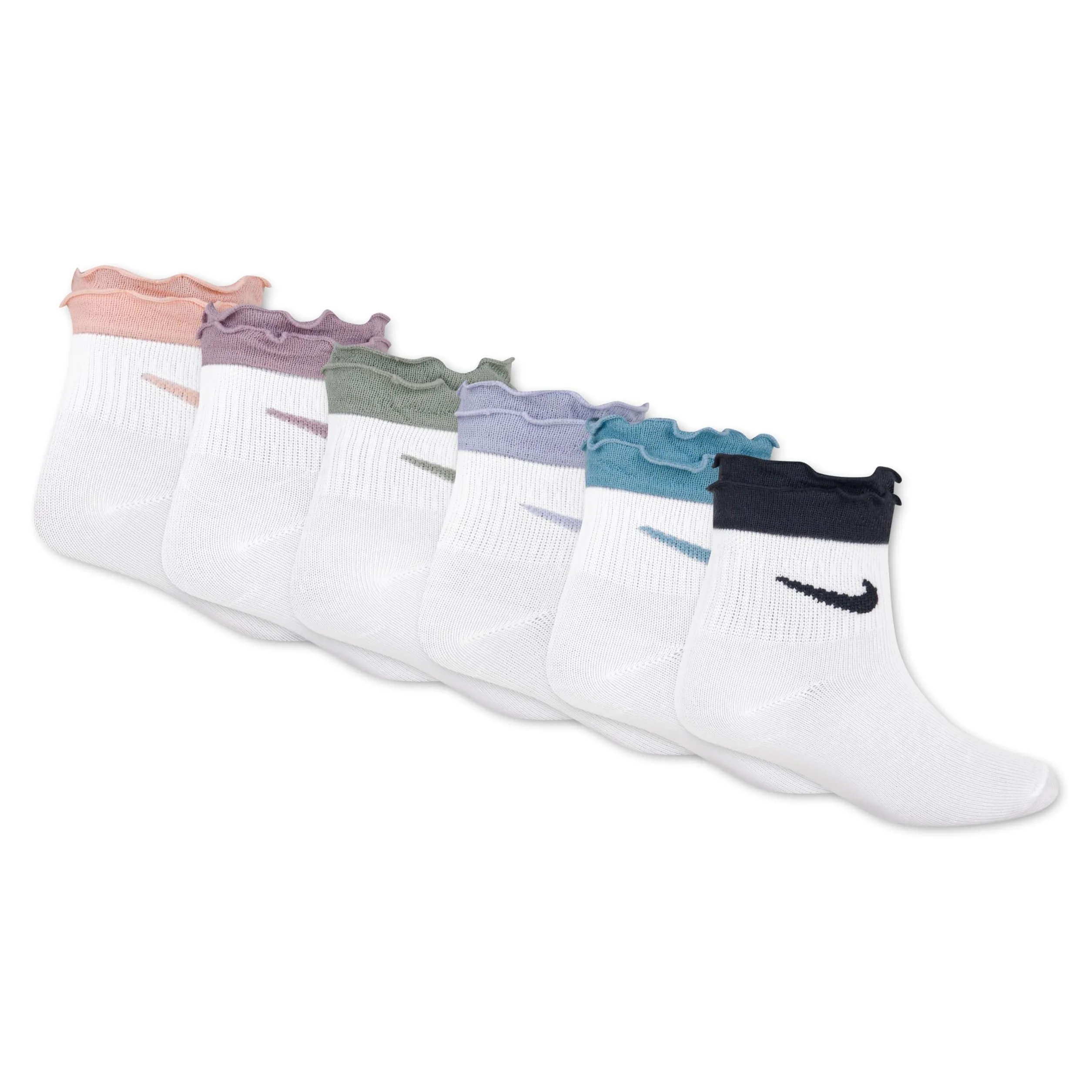 NIKE Girls 6pk Ruffle Ankle Socks
