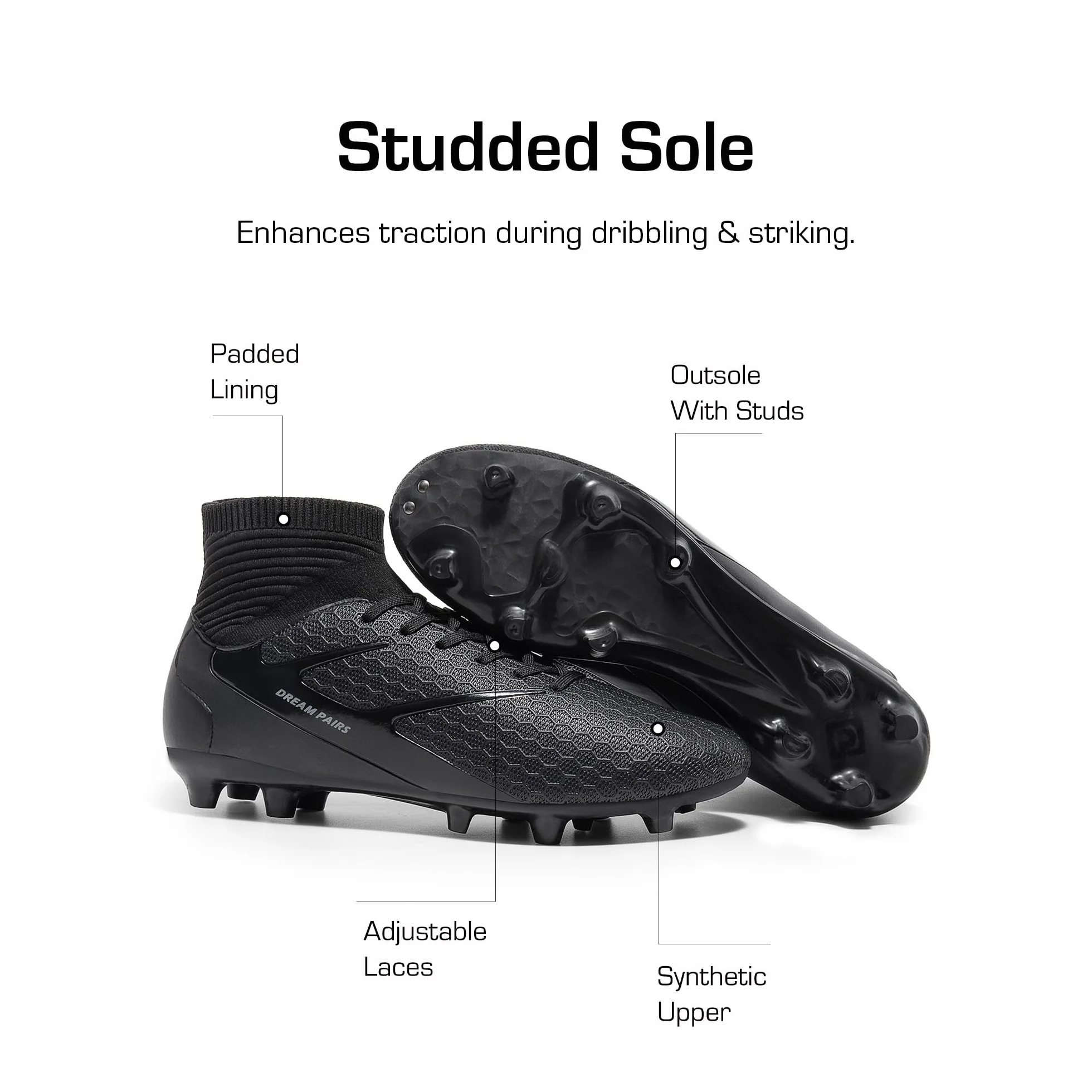 DREAM PAIRS Scarpe da Calcio Professionali Uomo Tacchetti Spikes