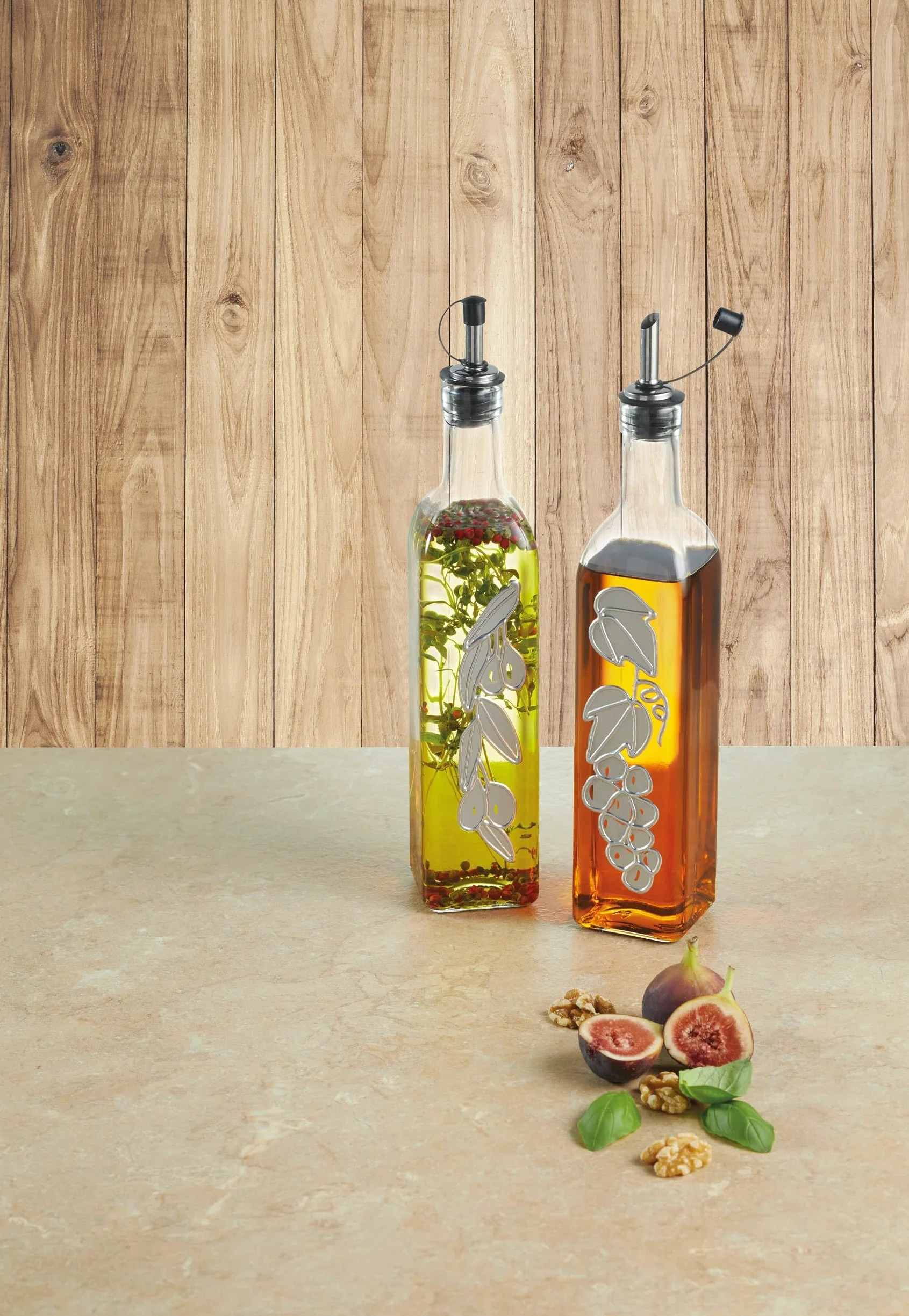 Kitchen Craft Italian Collection Set 2 dispenser in vetro per olio e aceto, grandi