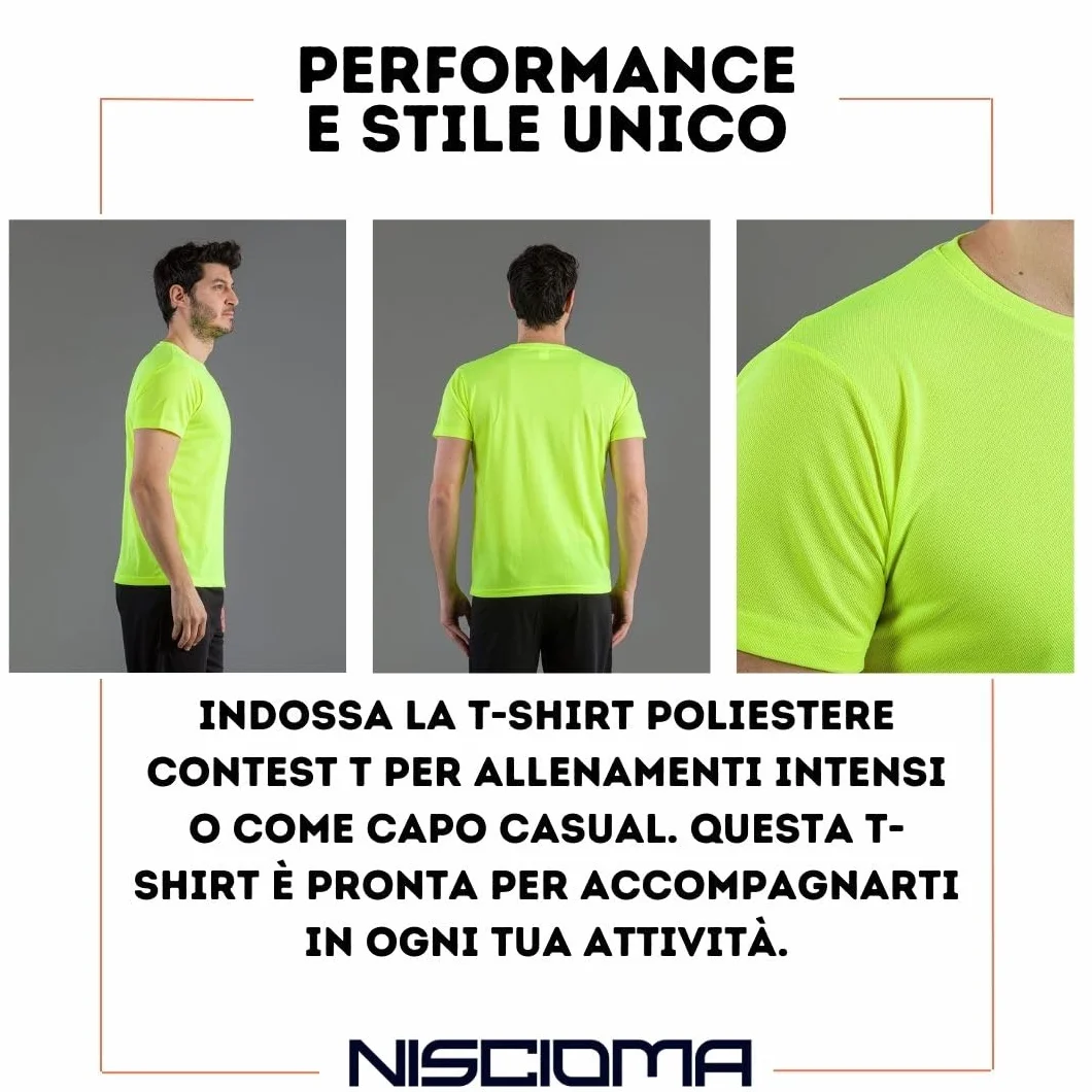 T-Shirt Sportiva Uomo Traspirante Leggera Comoda Maglia Calcio Tennis Padel