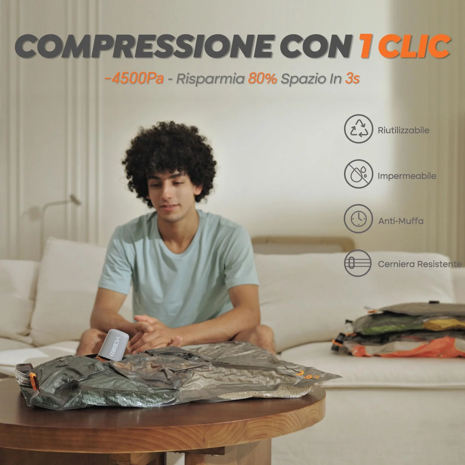 Sacchetti Sottovuoto Vestiti Con Pompa Senza Fili, 10 Pezzi (4x40x54cm, 4x47x64cm, 2x54x74cm) Salvaspazio