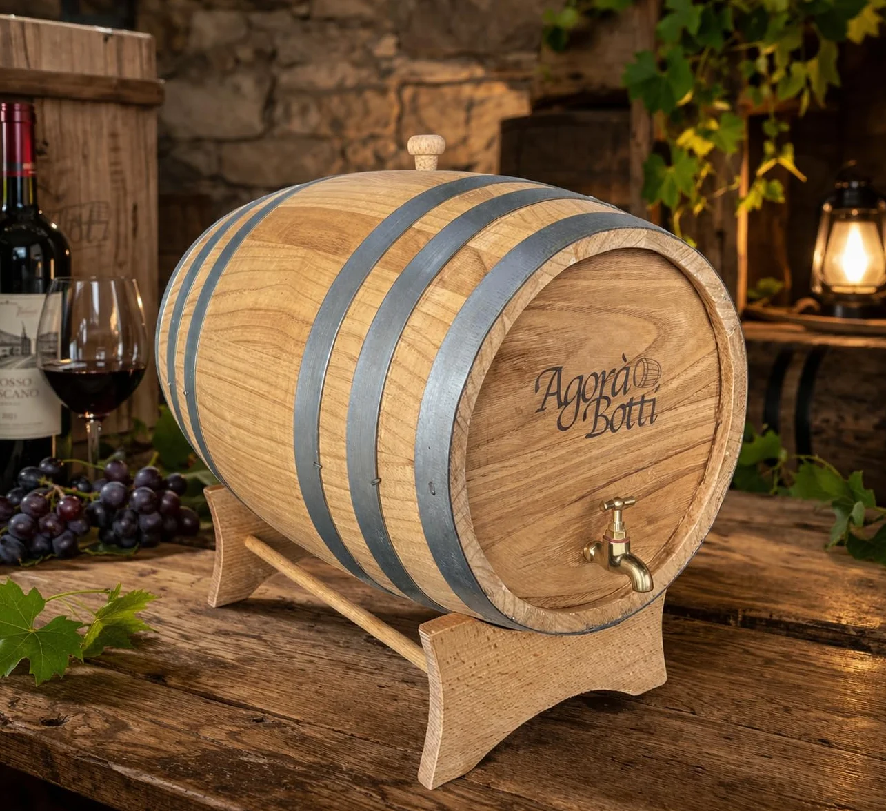 Botte di Castagno da 20 Litri con Rubinetto di Ottone - Nuova Produzione
