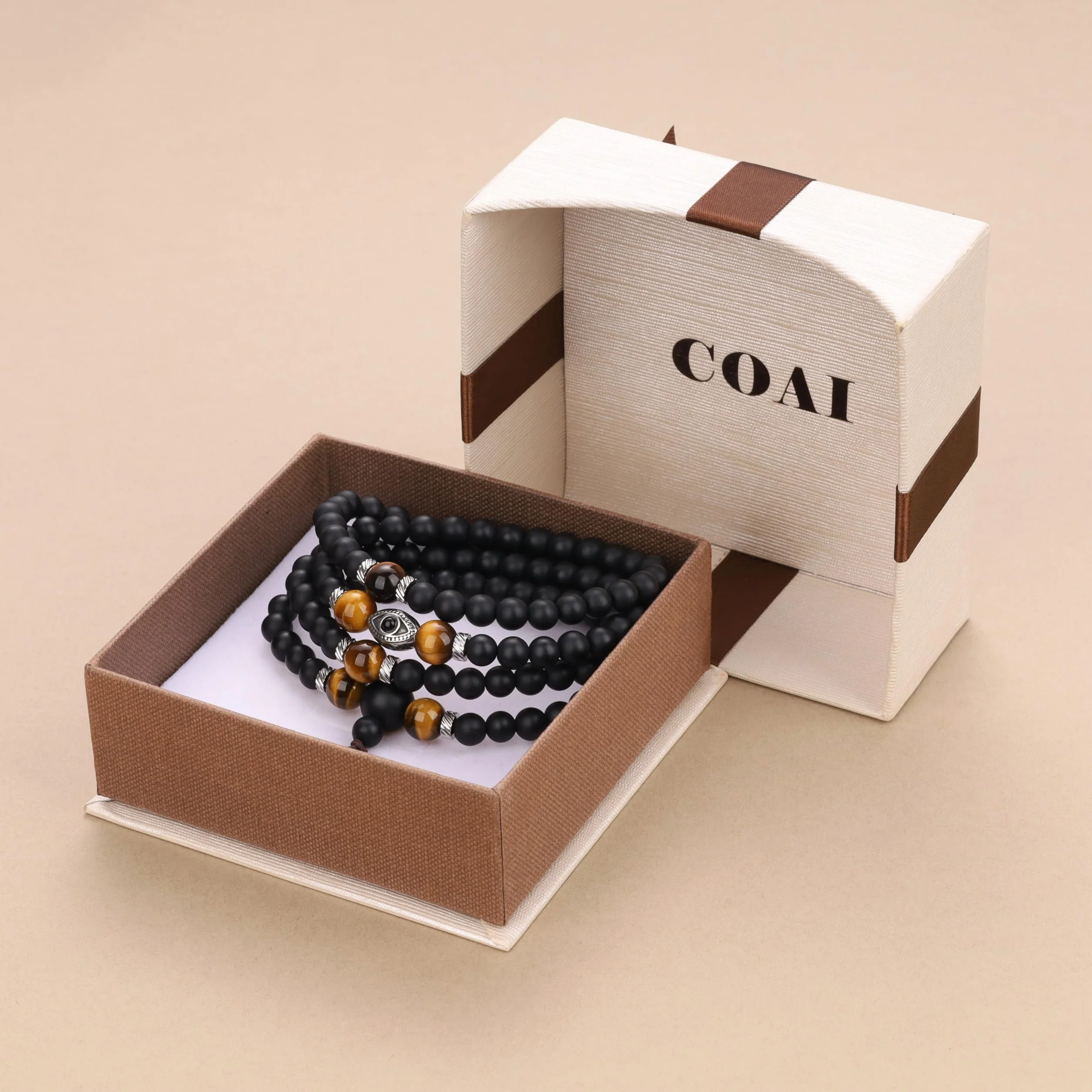 COAI Collana Mala 108 Grani, Bracciale Mala Multistrato 108 Perle in Pietre Naturali, Rosario Buddista Uomo Donna
