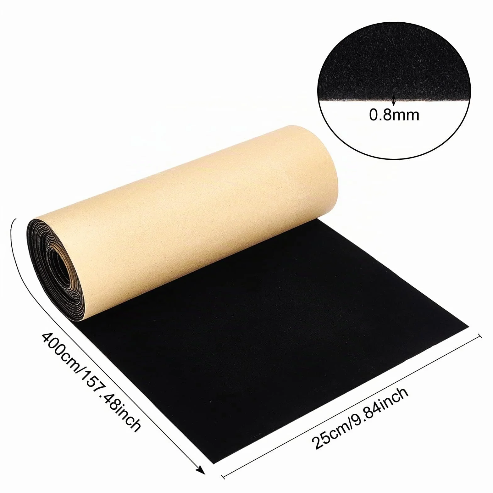 BENECREAT 400x25 cm Nero Autoadesivo Velluto Floccato Fodera Tessuto In Velluto per Cassetto Gioielli Tessuto Artigianale Tappezzeria Adesivo Staccabile, 0.8 mm di Spessore, Halloween Christmas