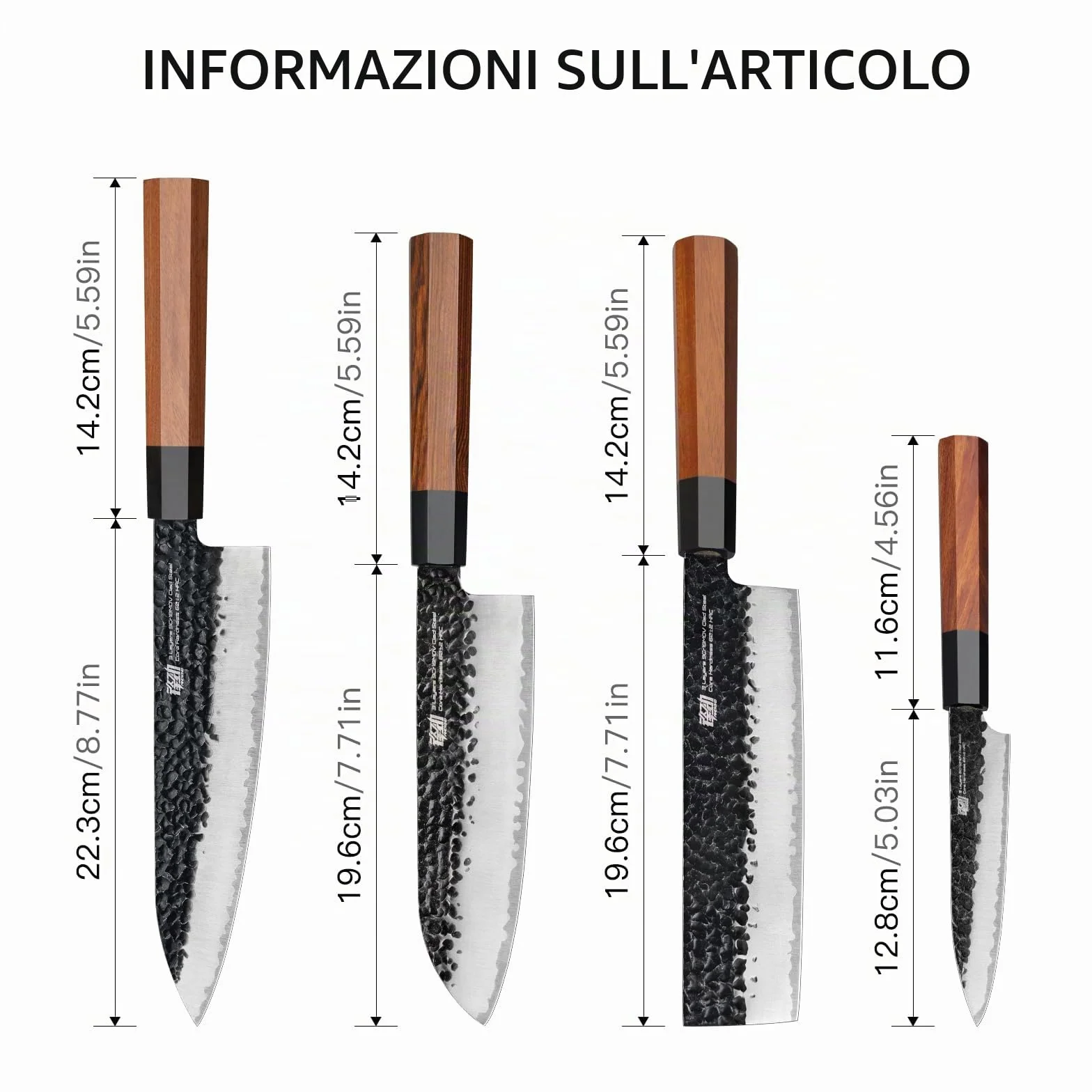 Set di coltelli da cucina FINDKING serie Dynasty 4PCS, Set di coltelli professionali da chef giapponesi, Lama in acciaio ad alto tenore di carbonio 9Cr18MoV, per carne, frutta e verdura