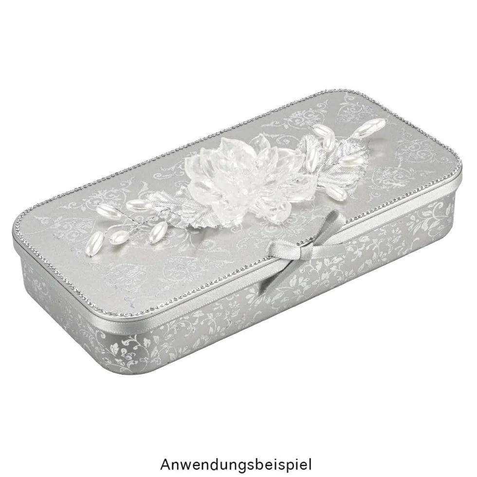 Ideen mit Herz Scatola portaoggetti in metallo con coperchio a cerniera, 20,3 x 10,3 x 3,5 cm, Confezione da 3