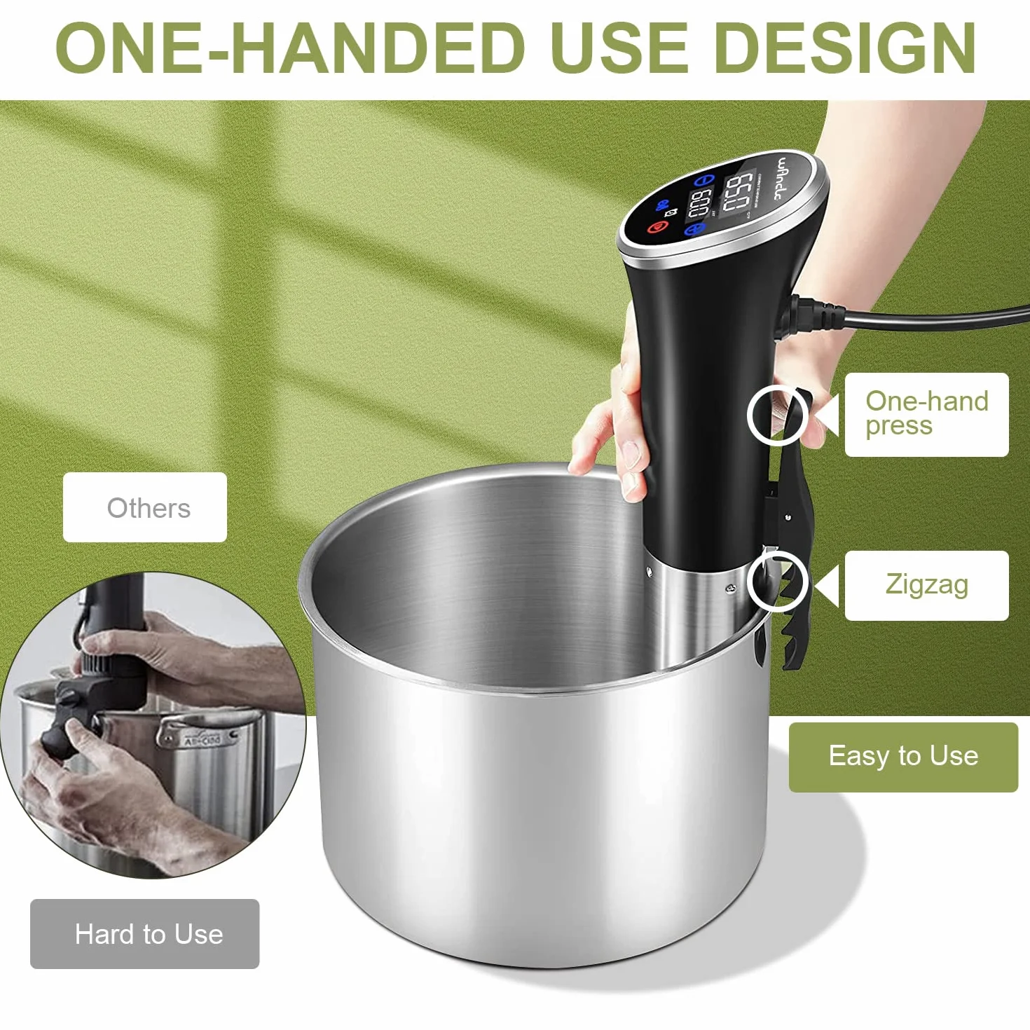 Wancle Sous Vide Roner Cucina a Bassa Temperatura 1100W IPX7 Impermeabile con Funzione di Prenotazione