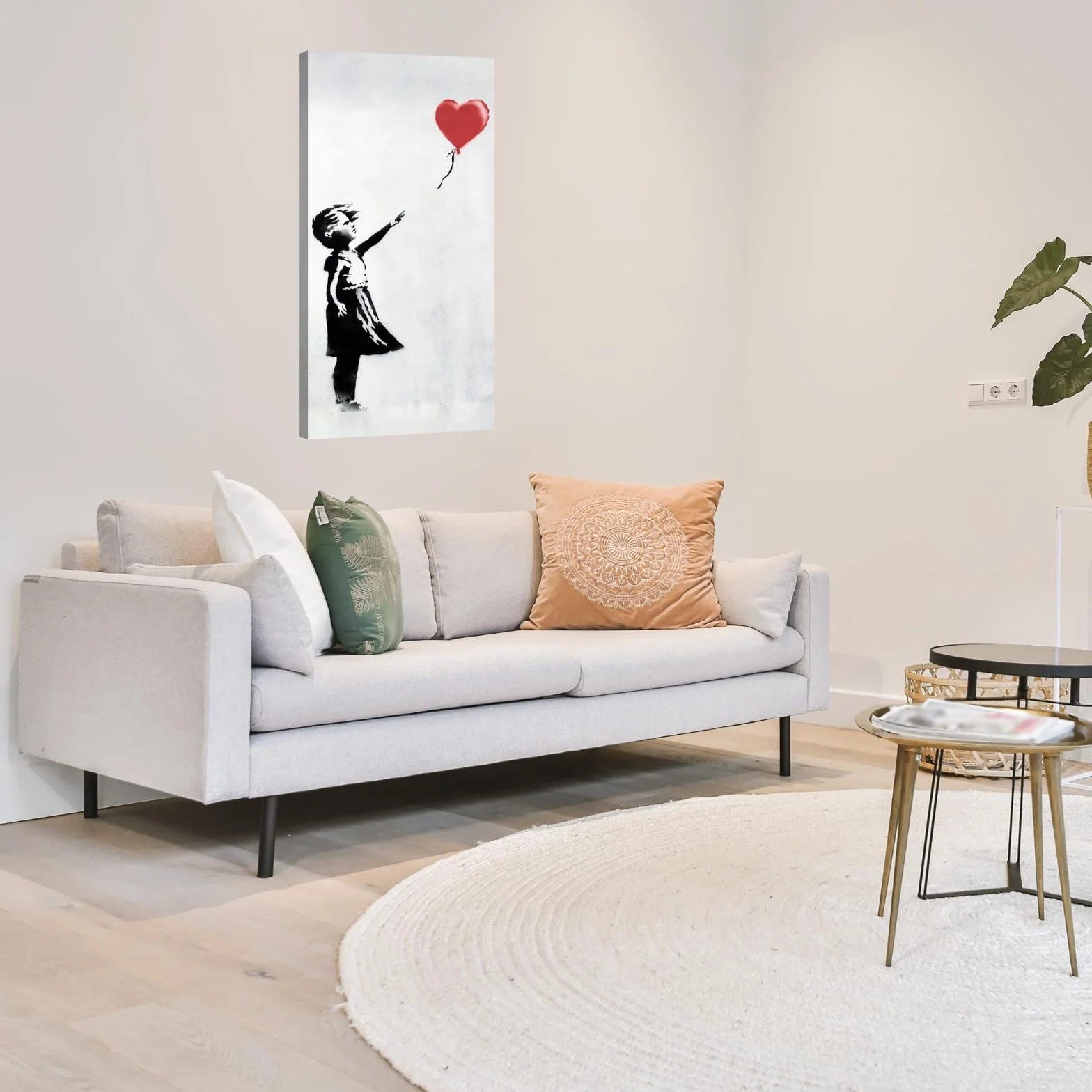 canvashop Quadri Moderni Banksy Bambina Con Palloncino 60x30 cm Verticale Quadro Su Tela Canvas Stampe Da Parete Soggiorno Bansky Ragazza Balloon Girl Street Art pop art