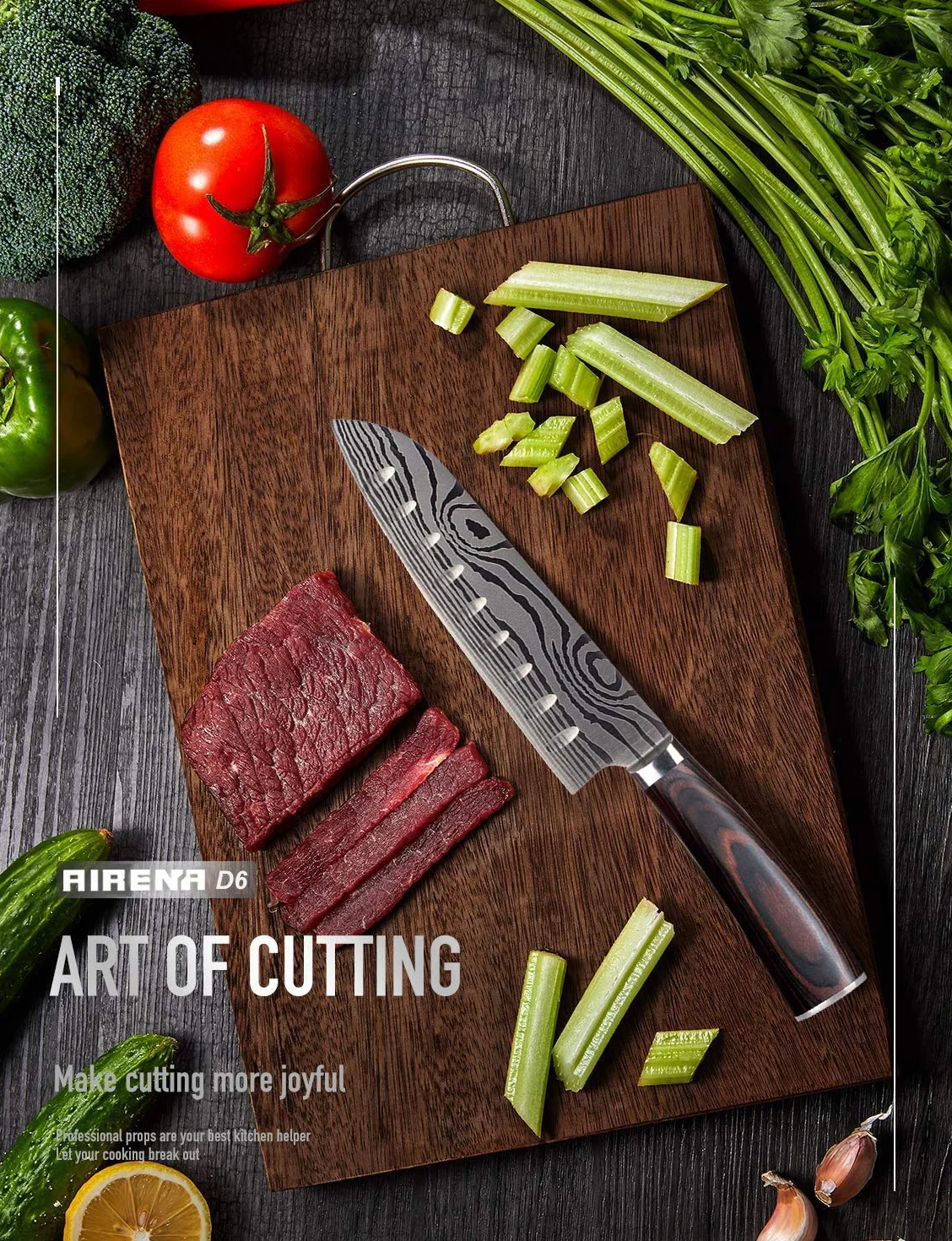 Coltello Cucina Santoku, Coltelli da Cucina Professionali Giapponesi 7 " - Affilatissimo - Resistente Macchie e alla Corrosione - Impugnatura Ergonomica, Ideale per Cucina Domestica e il Ristorante