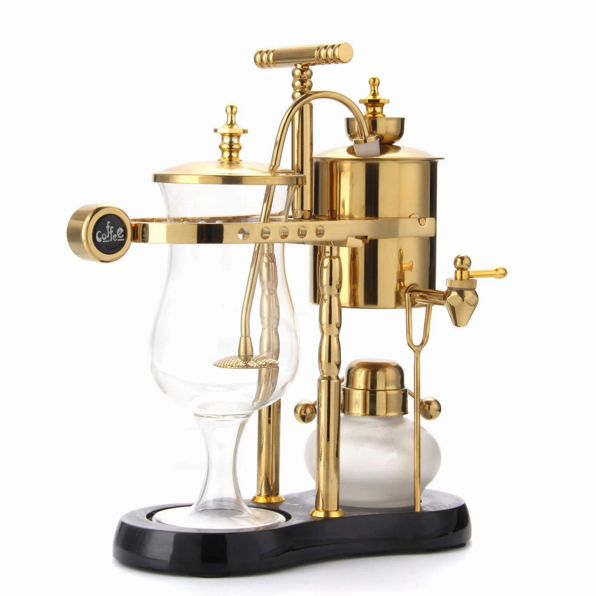 Diguo Belga/Belgio Family Balance - Sifone, caffettiera elegante a doppia nervatura con manico a T (oro classico)