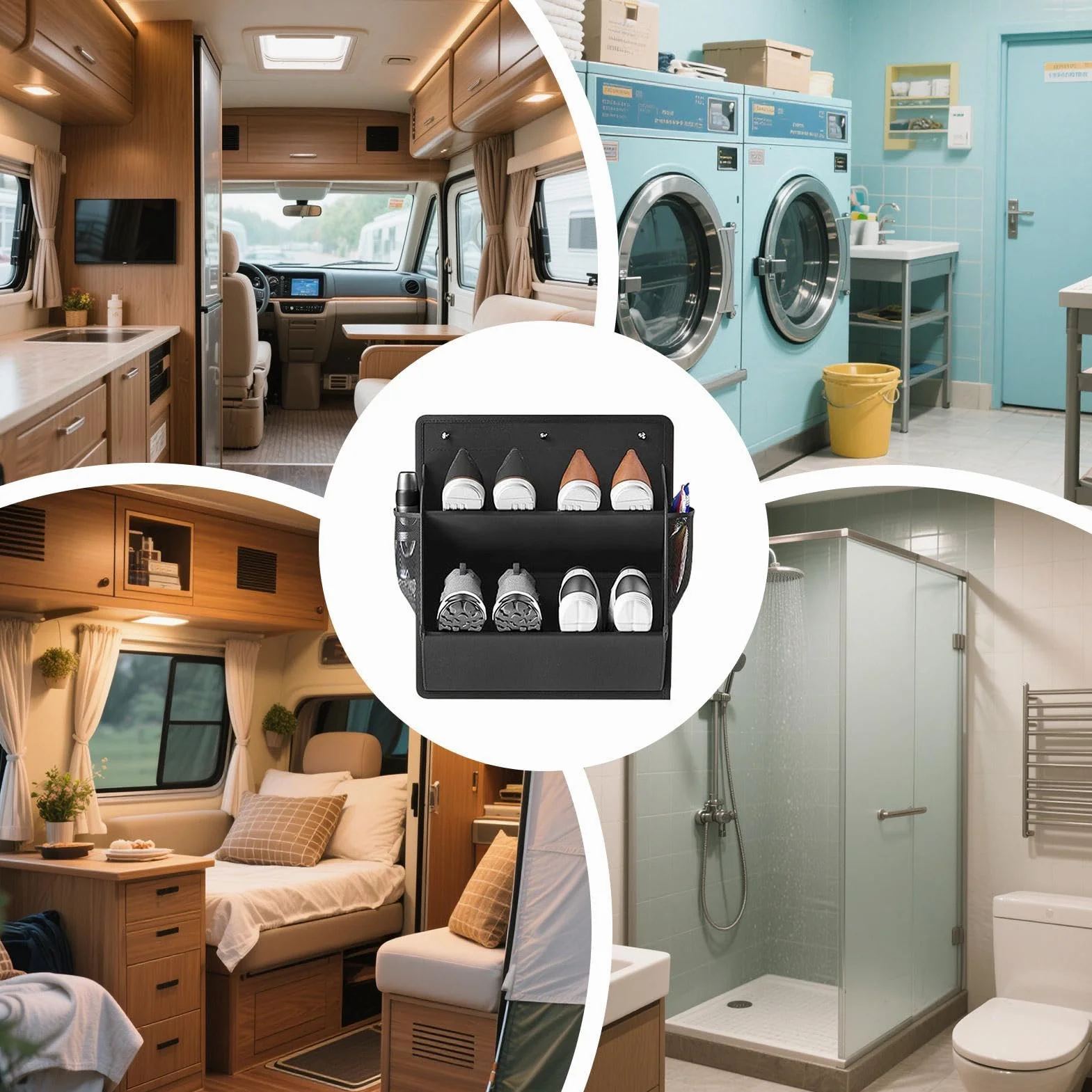 Scarpiera da parete per camper ABS con supporto adesivo design compatto organizzatore