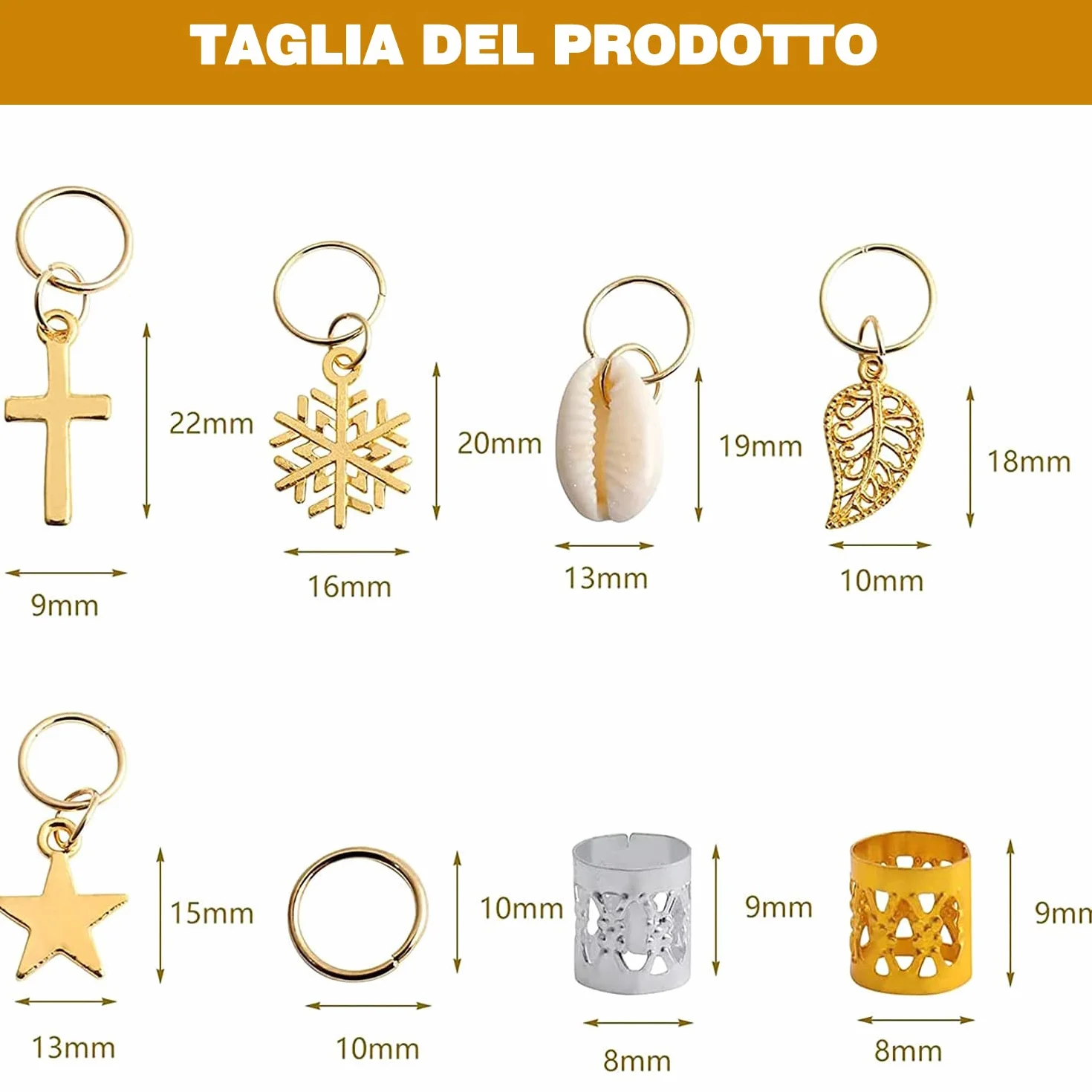ZOCONE Anelli Capelli Trecce Alluminio Perline Dreadlocks Accessori Donna Ragazza Oro Argento