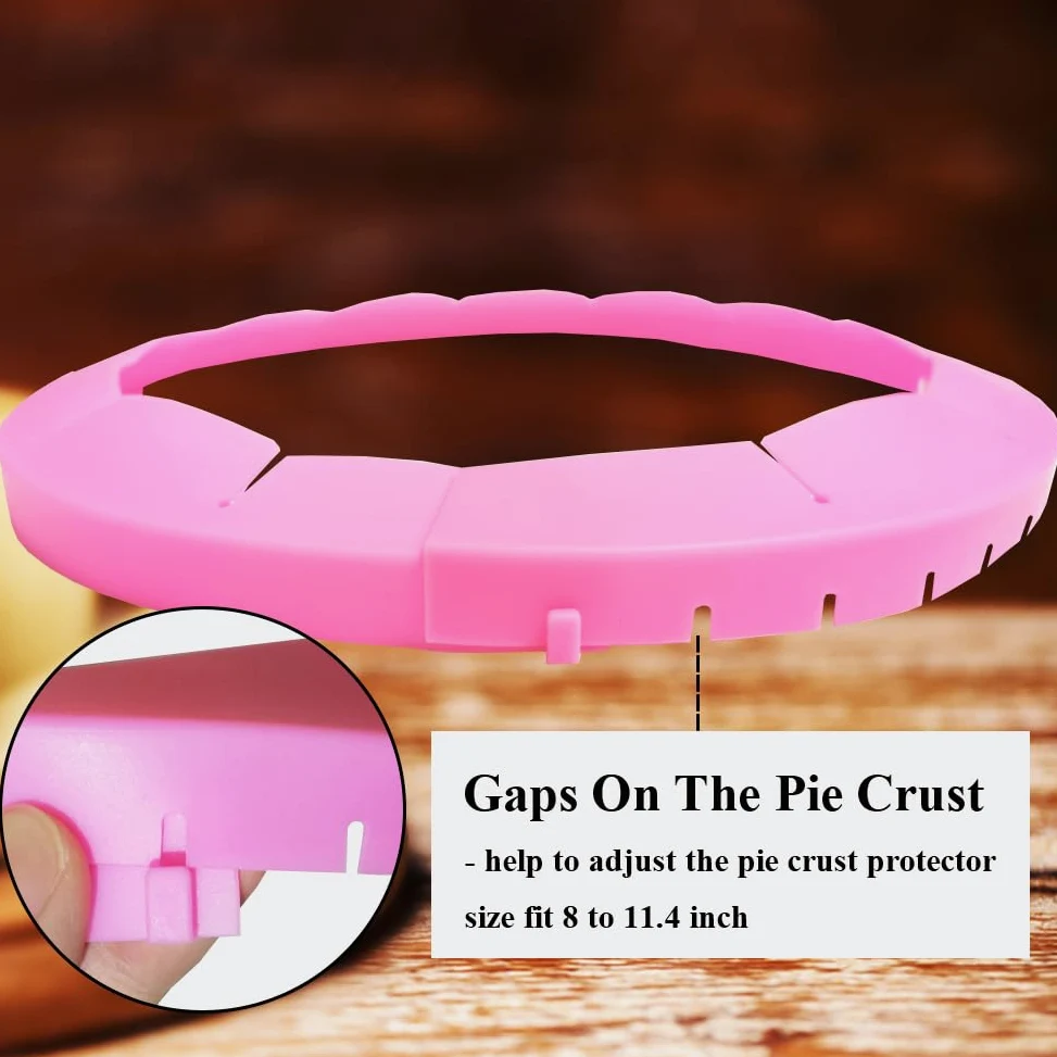 Protezioni regolabili per croste di torte, anello di copertura in silicone per torte da 20-29 cm, copertura protettiva per bordi (rosa, 1 pezzo)