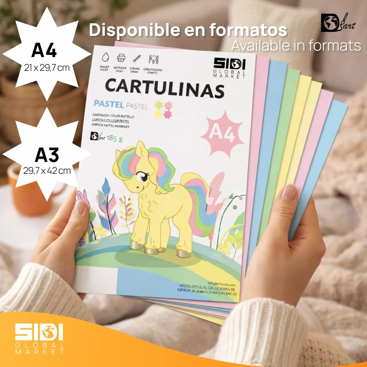 Sidi Cartoncino A4 Pastello 185 g - 125 Fogli per Scuola e Lavoretti Creativi