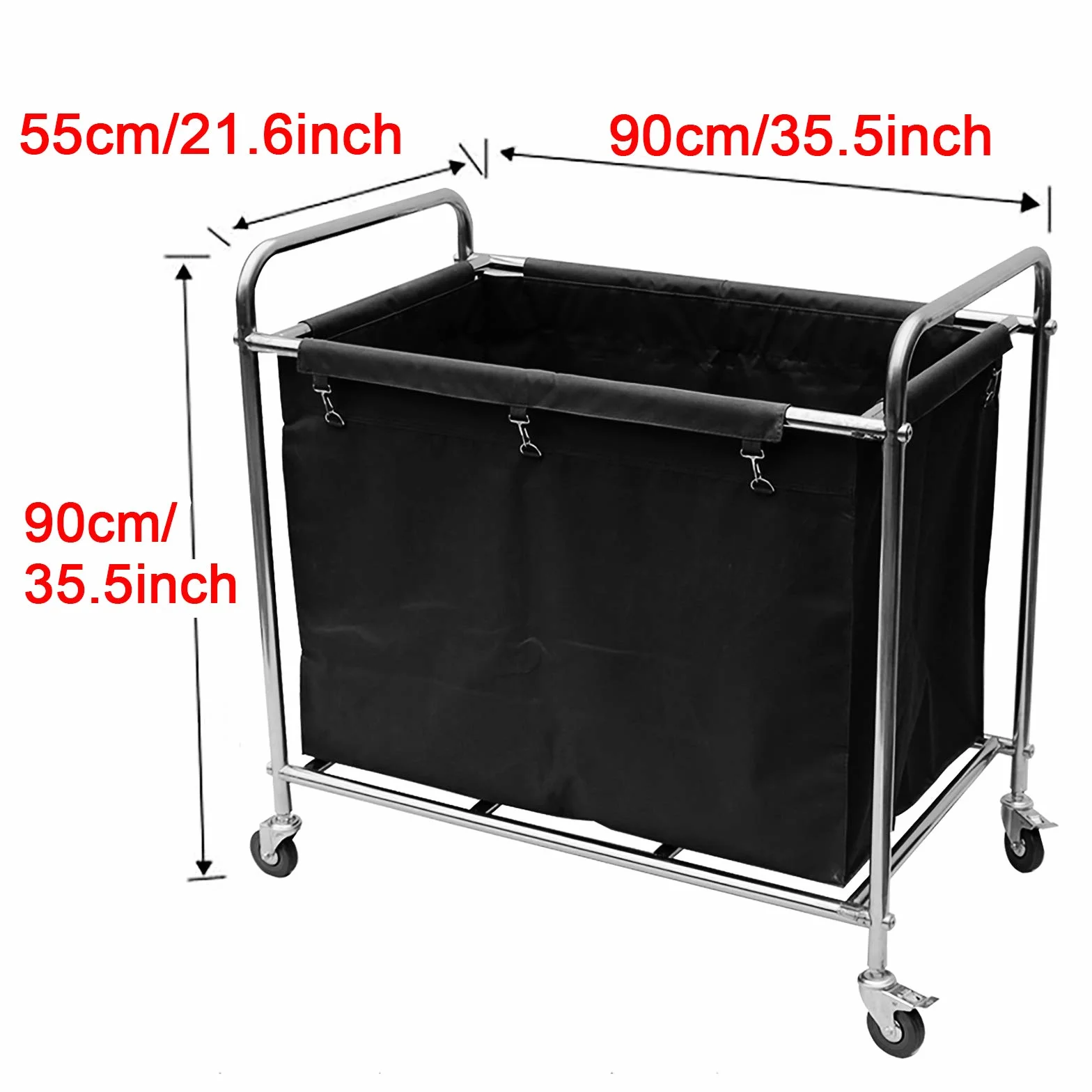 Carrello Portabiancheria per Lavanderia Commerciale, Carrello in Tela per Hotel/Lavanderia con Ruote/Borse Rimovibili/Struttura in Acciaio Inossidabile, per Riporre I Vestiti