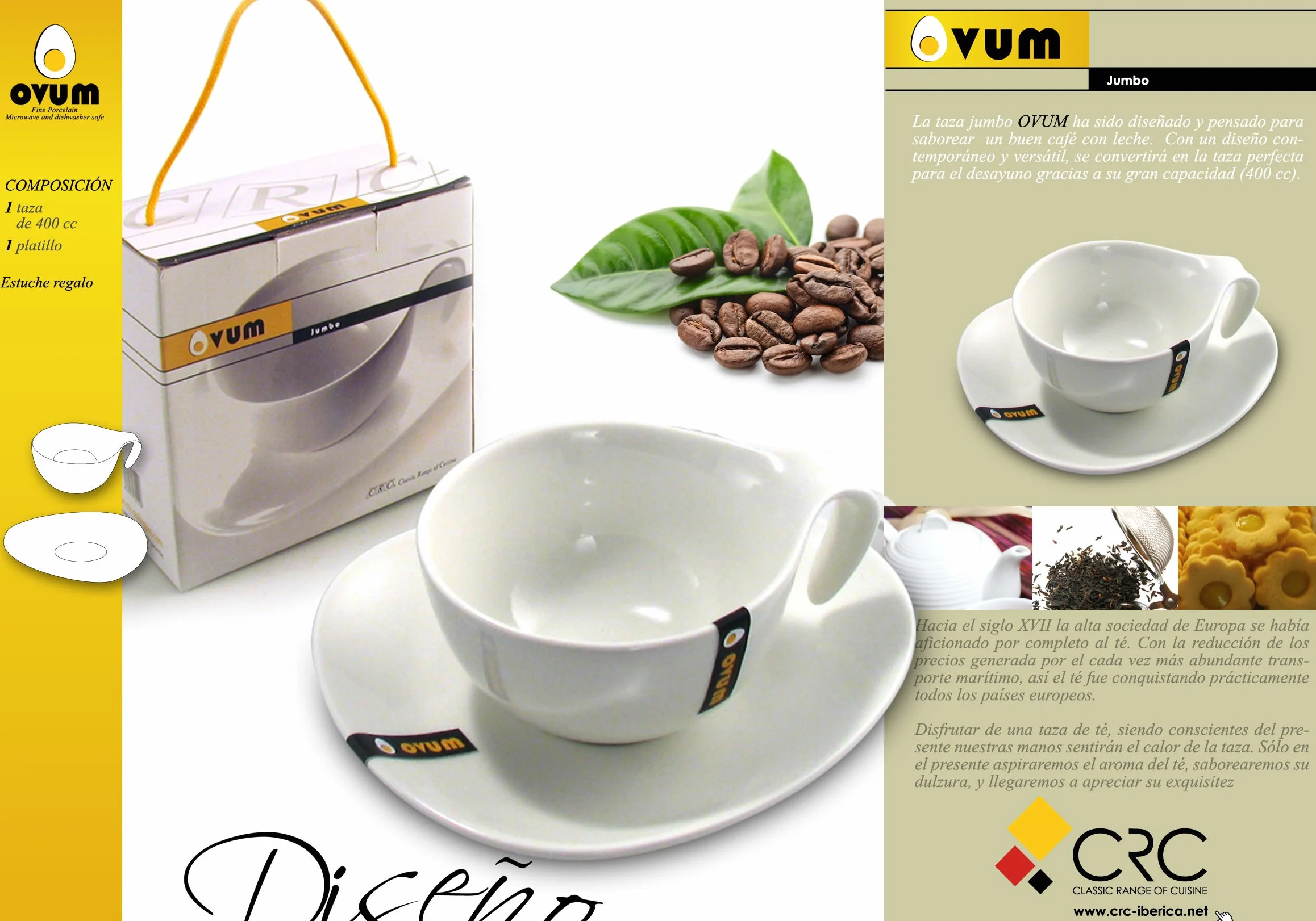Set colazione: Ovum 2 tazze Jumbo con piattini