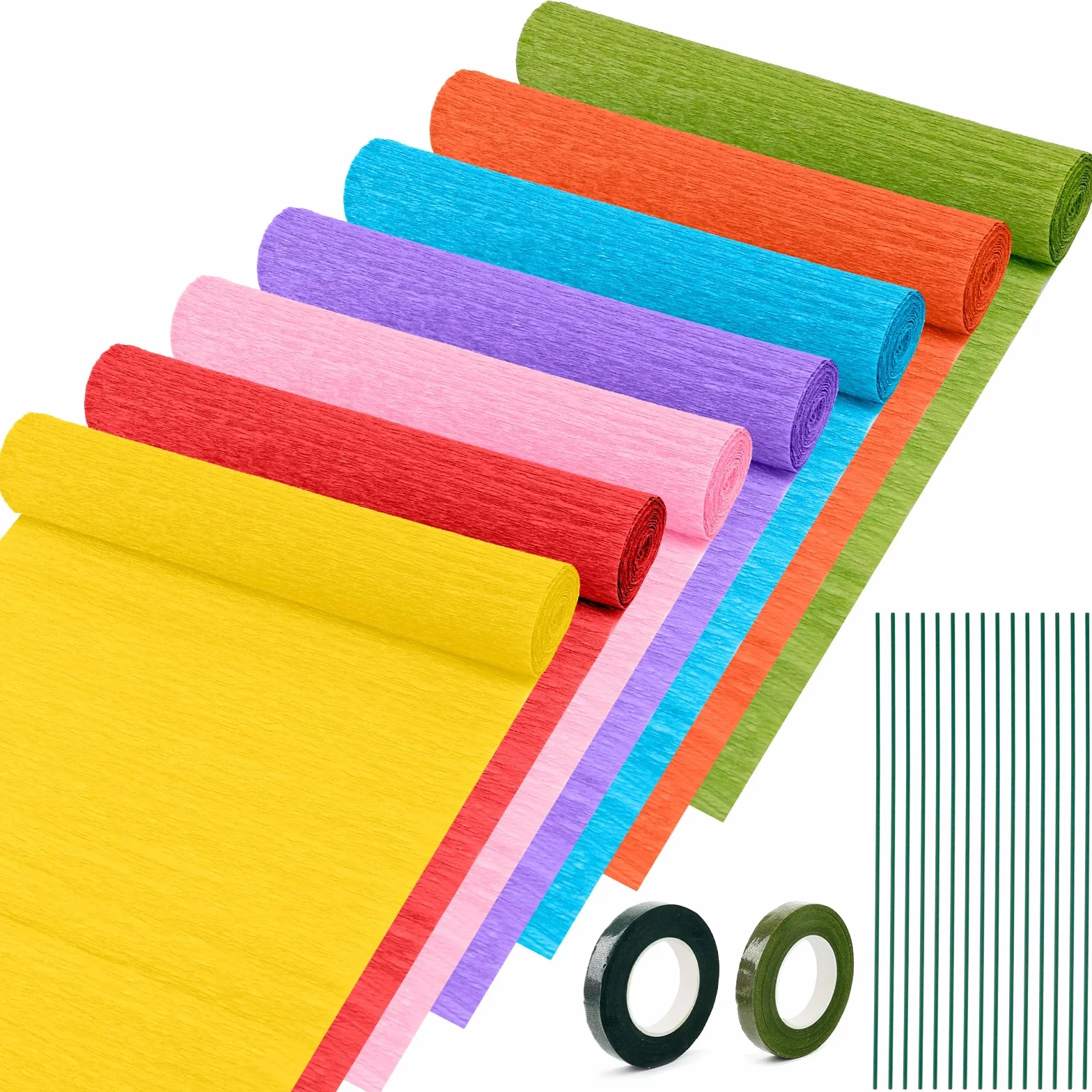 Carta Crespa Colorata 7 Rotoli Decorazione per Feste Matrimonio Compleanno