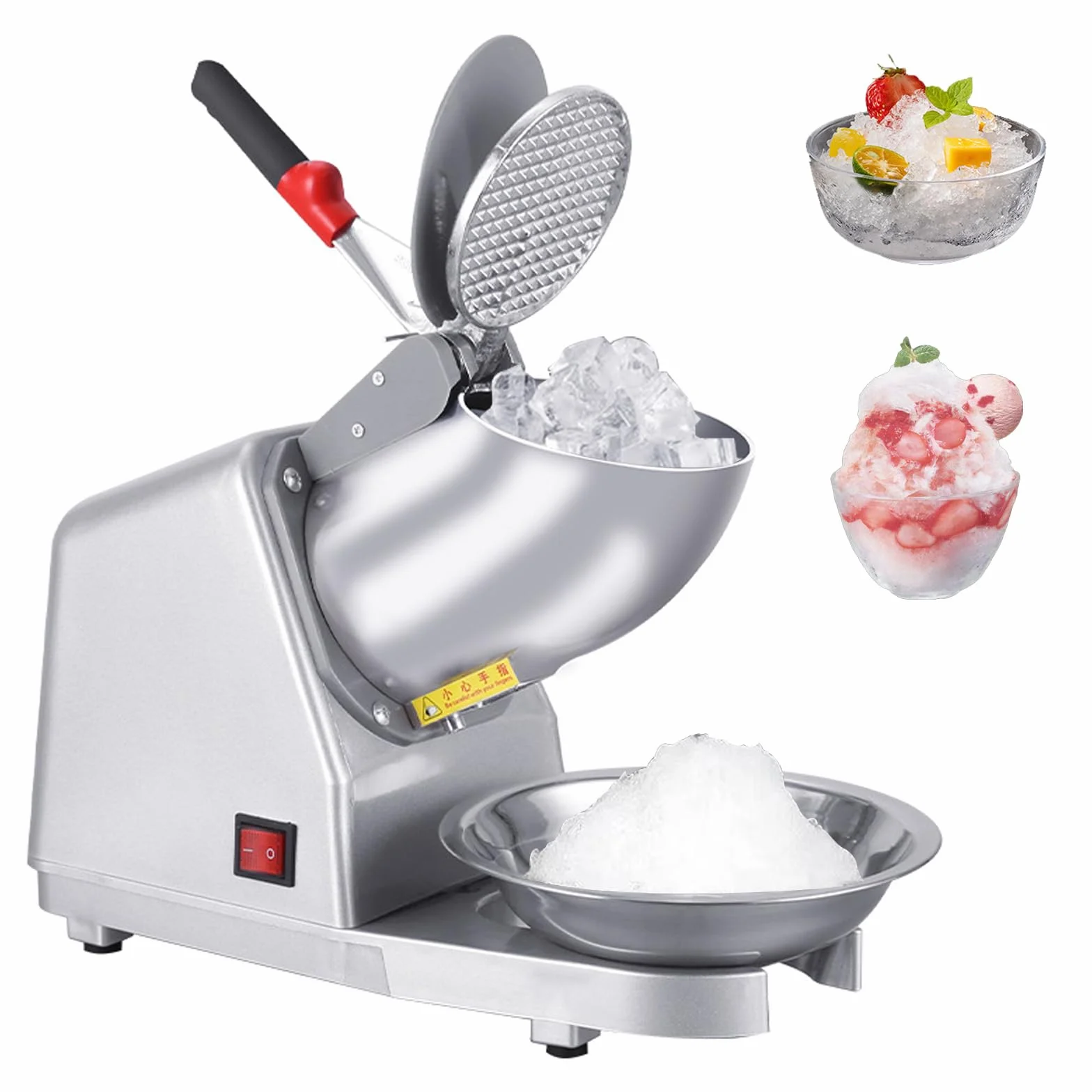 Macchina elettrica per tritare Il Ghiaccio, 85 kg/h, tritaghiaccio in Acciaio Inossidabile con 2 Lame, 380 W, 2200 Giri/min, Macchina per tritare Il Ghiaccio per la Preparazione di frullati