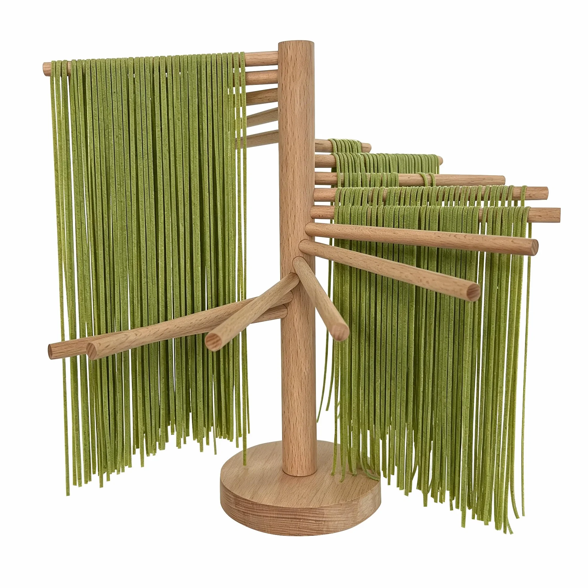 Stendipasta grande in legno, pieghevole, per pasta fresca, spaghetti, spaghetti, stendipasta, stand naturale, 16 bracci