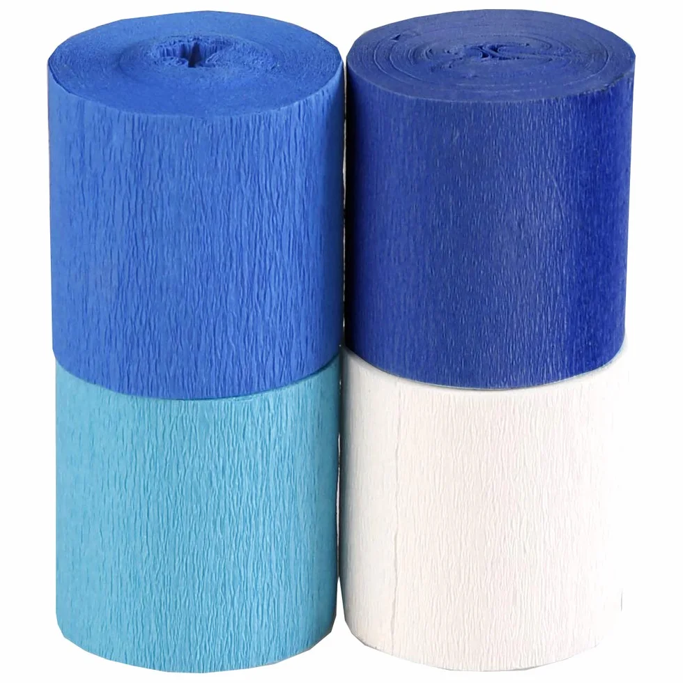 Clairefontaine Zestaw 4 taśm z papieru krepowego ognioodpornego niepalny 5 cm x 10 m mix niebieski 4 kolory