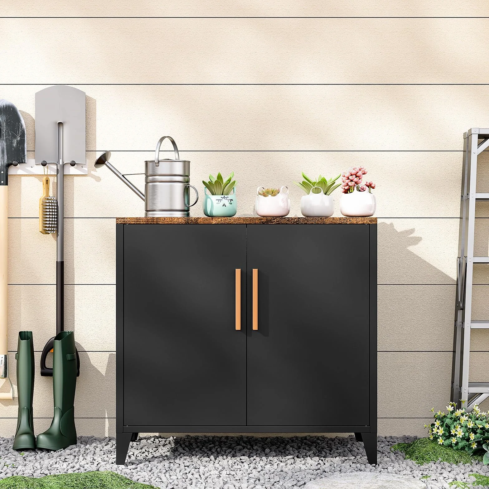 Sightlife Armadio in metallo, mobili da esterno, credenza in metallo, da cucina, da balcone, da giardino, da corridoio, ripiano regolabile, 40 x 80 x 76 cm