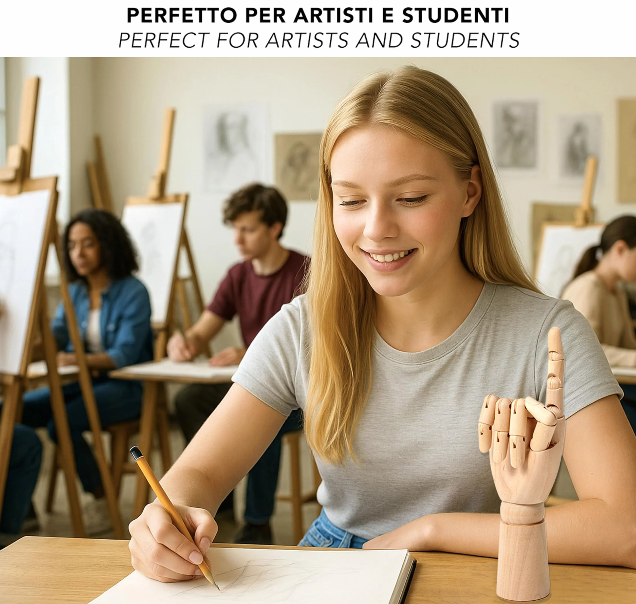 IPEA Mano in Legno Grande 30 cm Snodabile Flessibile Dita Mobili per Disegnatori Mano Destra Manichino Corpo Umano Arte Portaoggetti