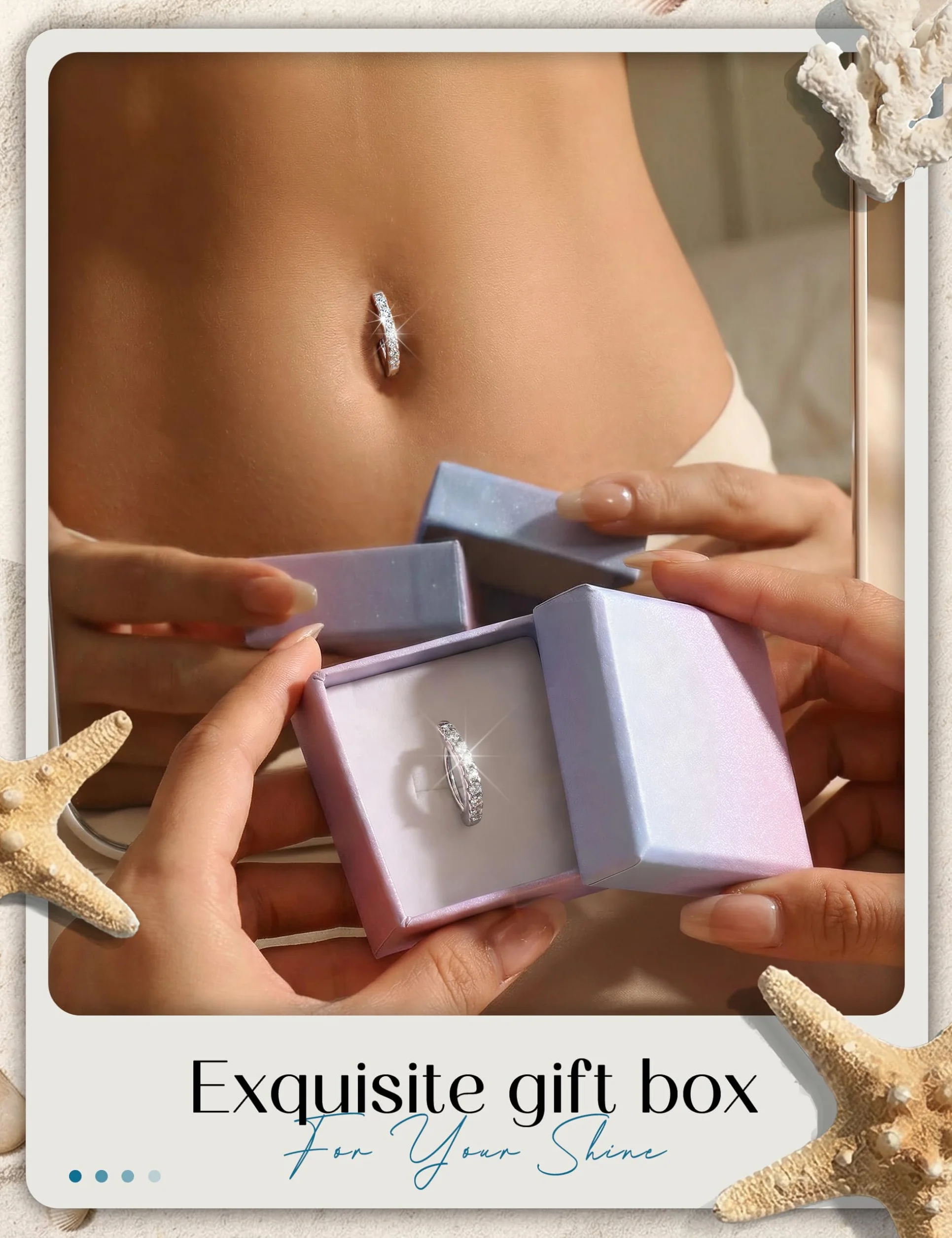 KRFY 14G Piercing Ombelico Argento 925 Donna Anallergico Clicker Anello Cubic Zirconia Paved Reverse Cerchio