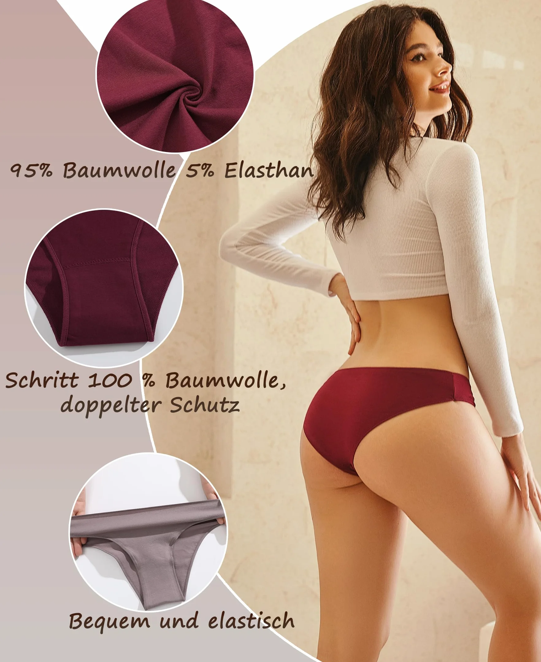 BeReady Mutande Donna Cotone Slip Donna Seducente Cotone Intimo Set Mutandine a Vita Bassa Bikini Underwear Pacco da 6