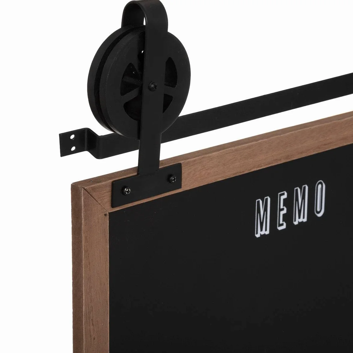 Atmosphera - Lavagna da parete Pouli nera e in legno, 55 x 68 cm - Per cucina, ufficio, corridoio