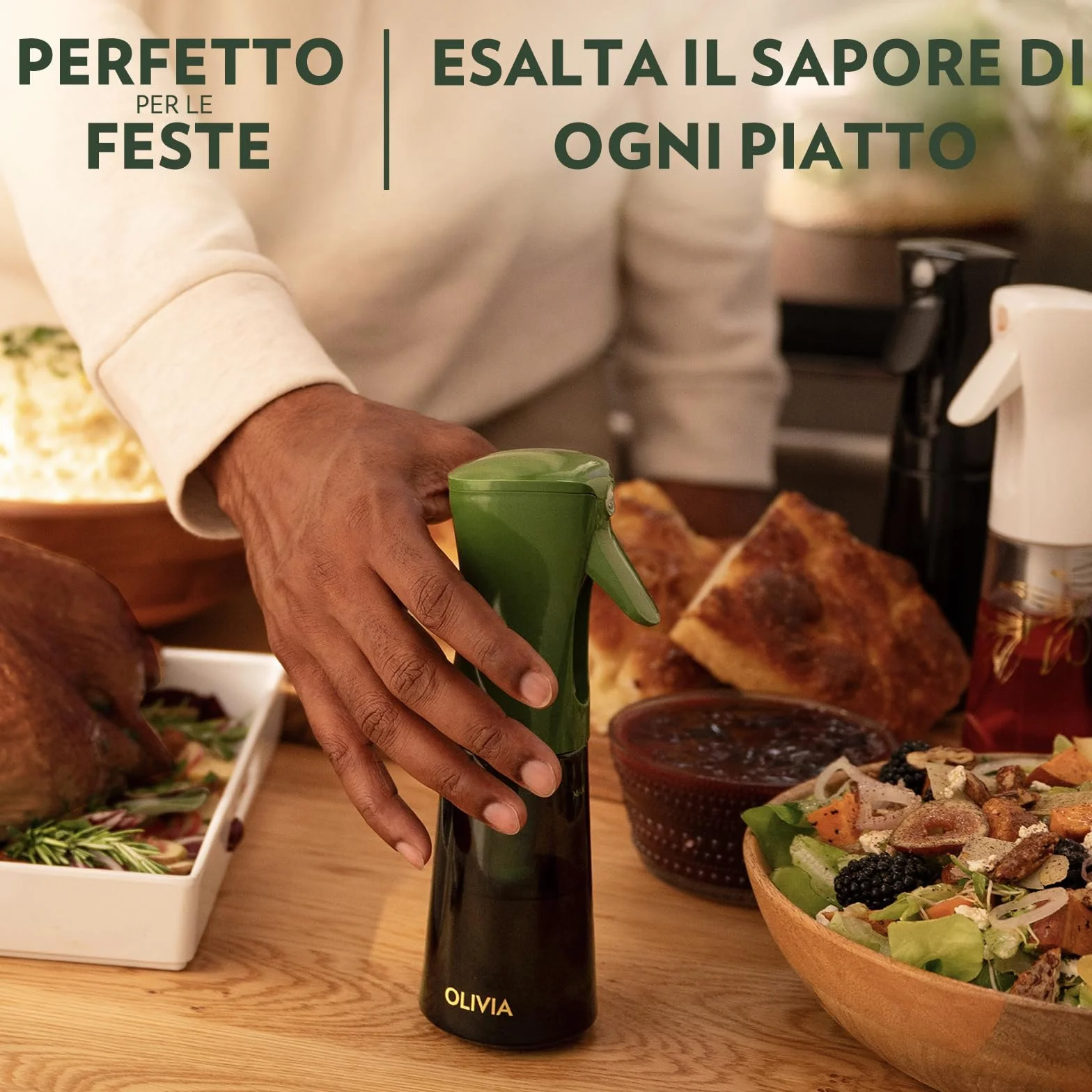 FLAIROSOL OLIVIA Spruzzatore di Olio in Vetro 200ml - Tecnologia a Spruzzo Continuo con Controllo Porzioni Verde