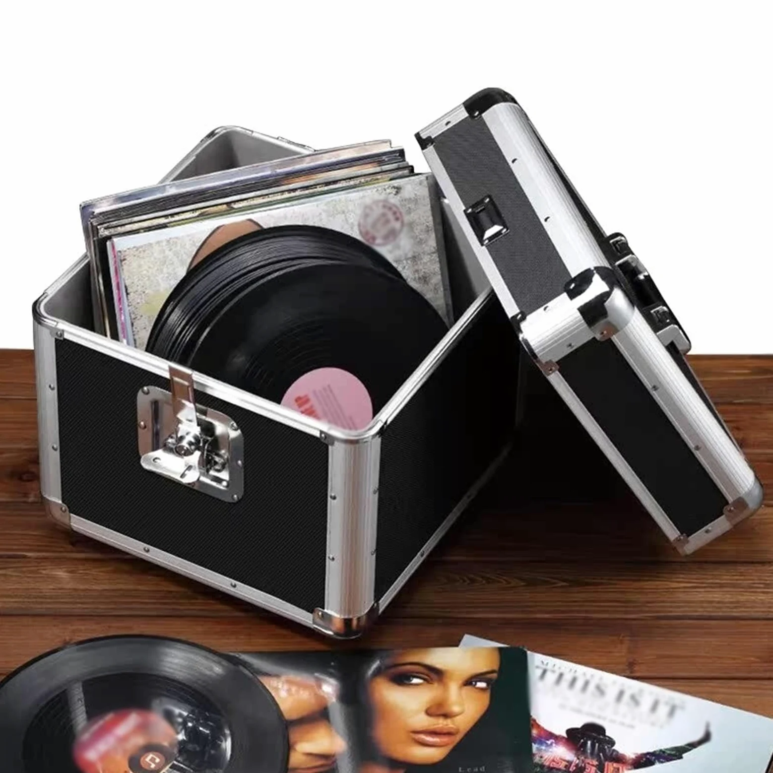 archiviazione dei record Scatola portadischi in vinile con serratura, robusto disco in centro di intrattenimento