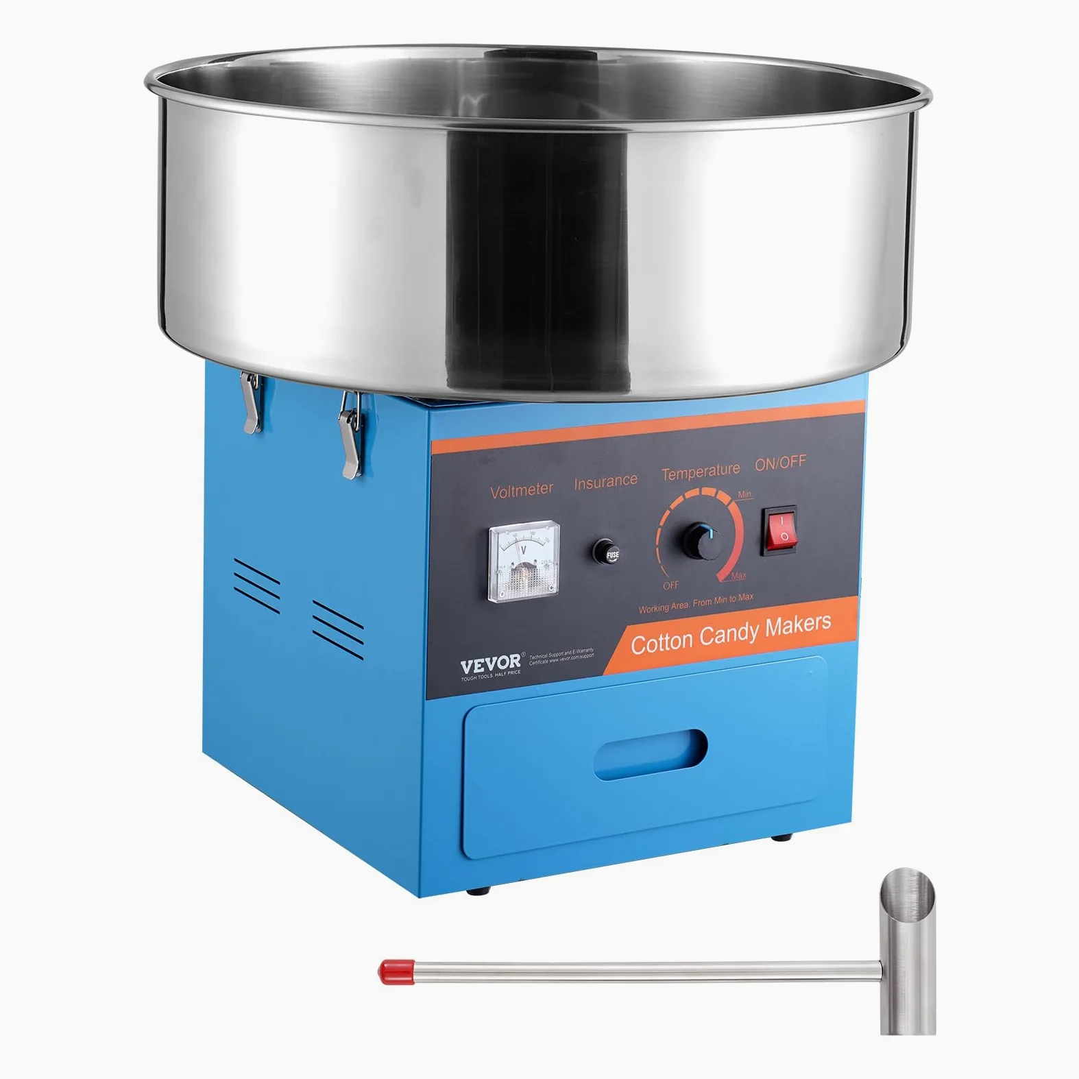 VEVOR Macchina Zucchero Filato Elettrica 1000 W Macchina Zucchero Filato Commerciale, con Ciotola in Acciaio Inossidabile, Paletta per Zucchero, Cassetto, per Compleanno di Bambini, Feste in Famiglia