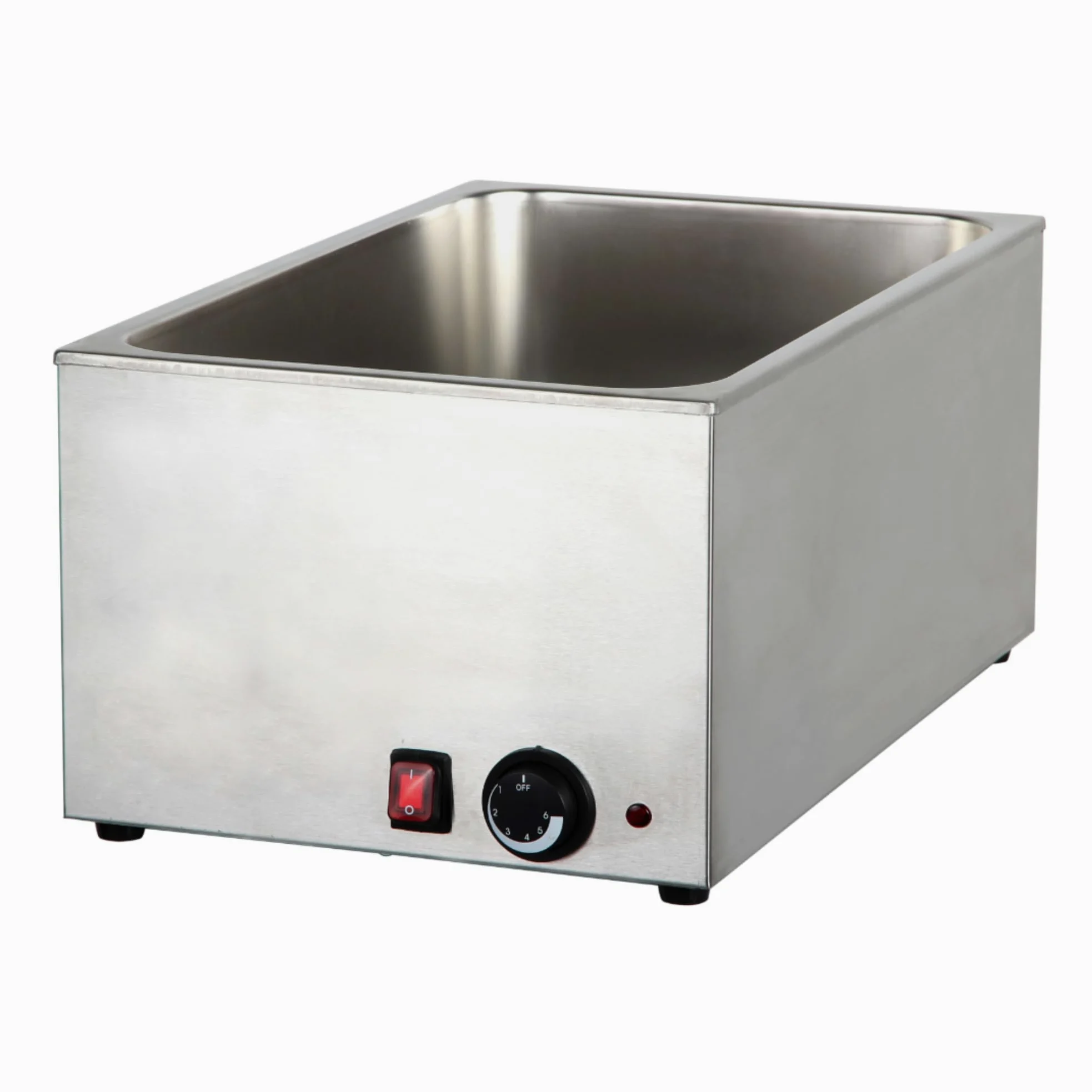 Bagno Marie elettrico professionale GN 1/1, in acciaio inossidabile, 1200 W, capacità 160 mm, termostato regolabile, senza rubinetto di scarico, venduto senza vassoio