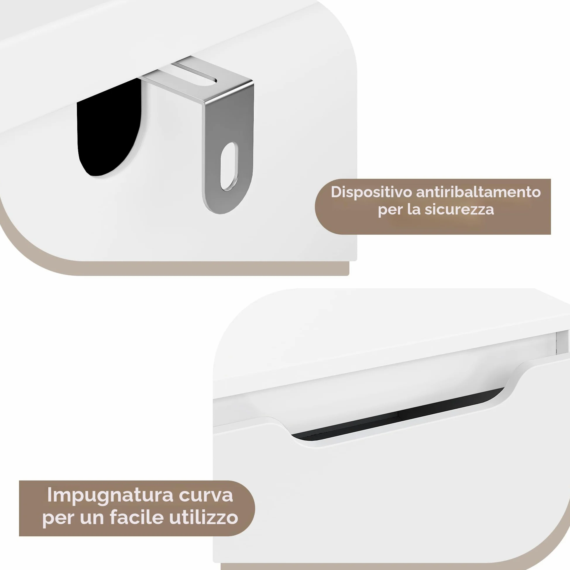 HOCSOK Cassettiera a 6 Cassetti, Comò Camera da Letto, Cassettiera Salvaspazio in Legno, Moderna Mobiletto Multiuso per Soggiorno Sala da Pranzo Corridoio, Bianco, 110.5 x 70 x 40 cm
