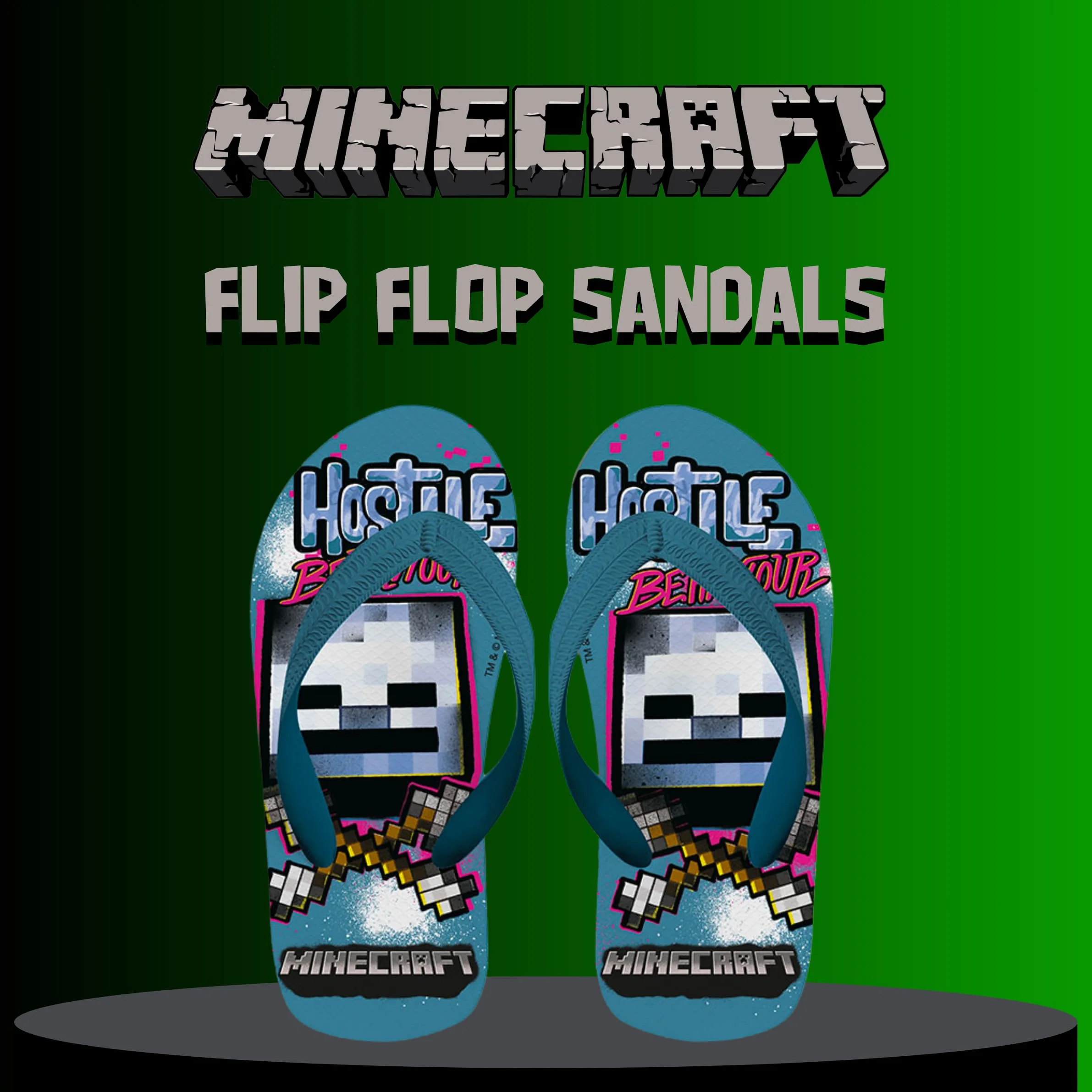 MINECRAFT Infradito per Ragazzi, Classiche e Leggere Sandali per Bambino, Taglie EU 27 a 34