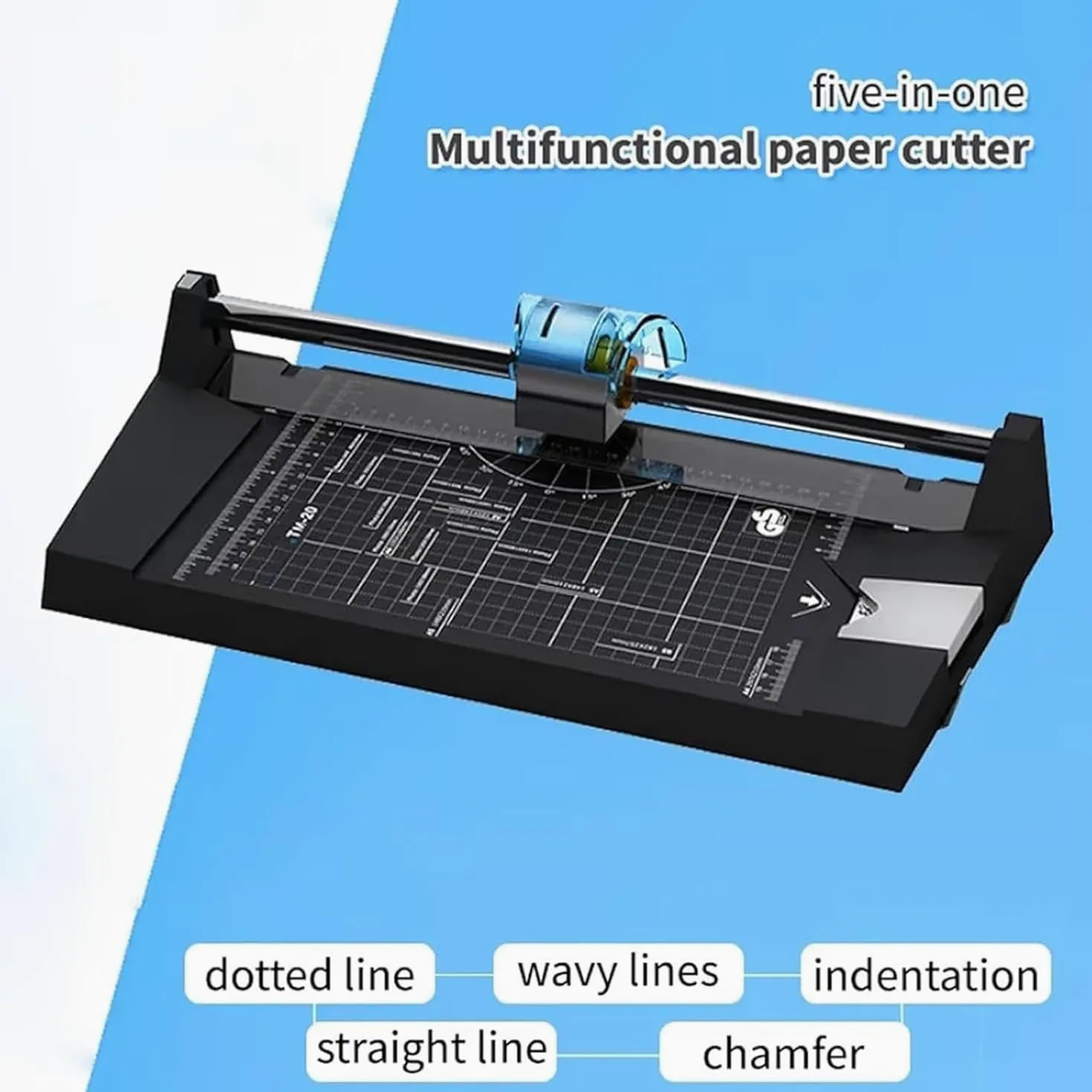 Taglierina rotativa per carta, A4 manuale per linee dritte, ondulate e punteggiate, per pieghe per foto, biglietti e artigianato