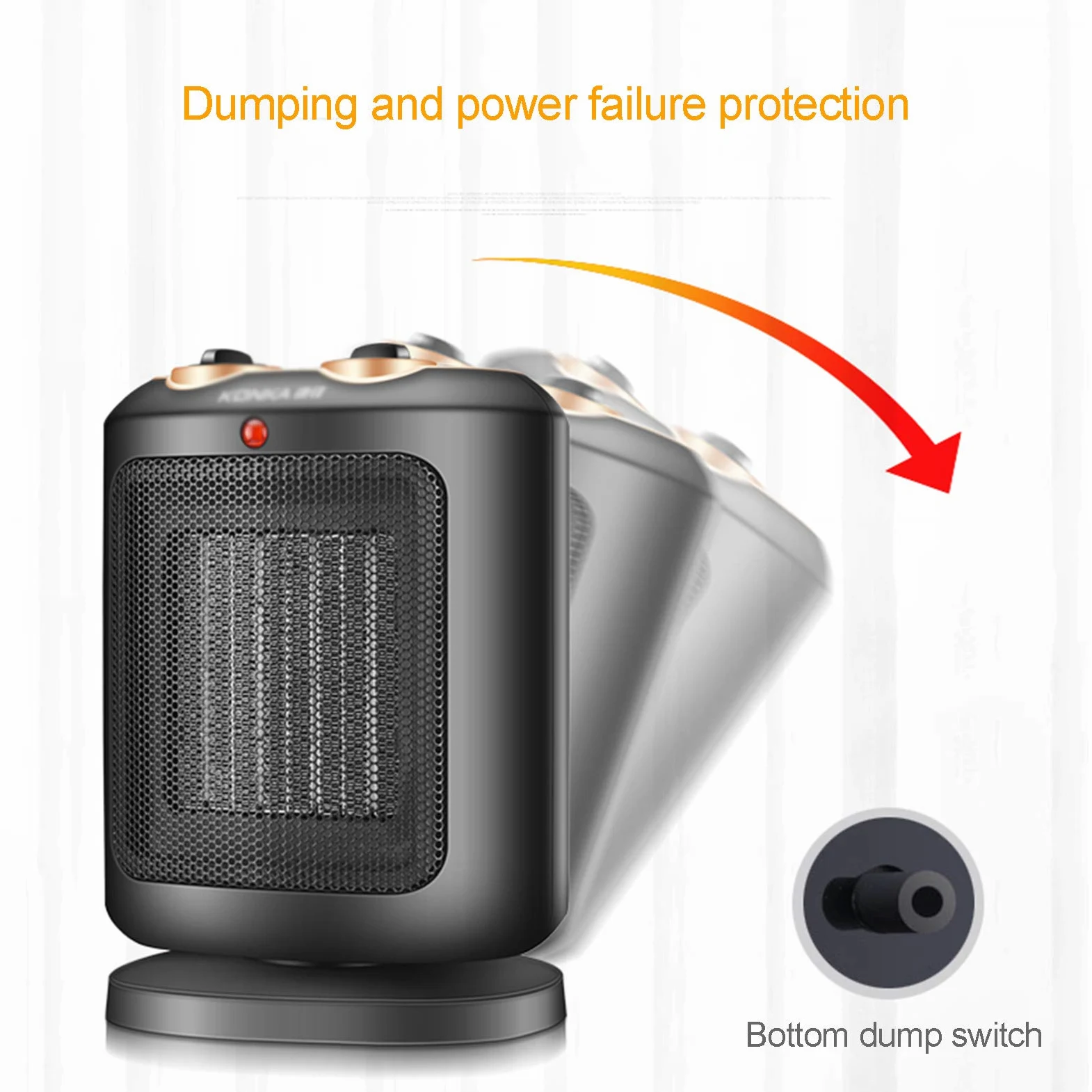 Stufetta, Portatile Elettrico oscillante Riscaldamento con Tip-Over Protection, 3s rapido Riscaldamento, Piccolo e Tranquillo, Adatto per Ufficio Uso Domestico