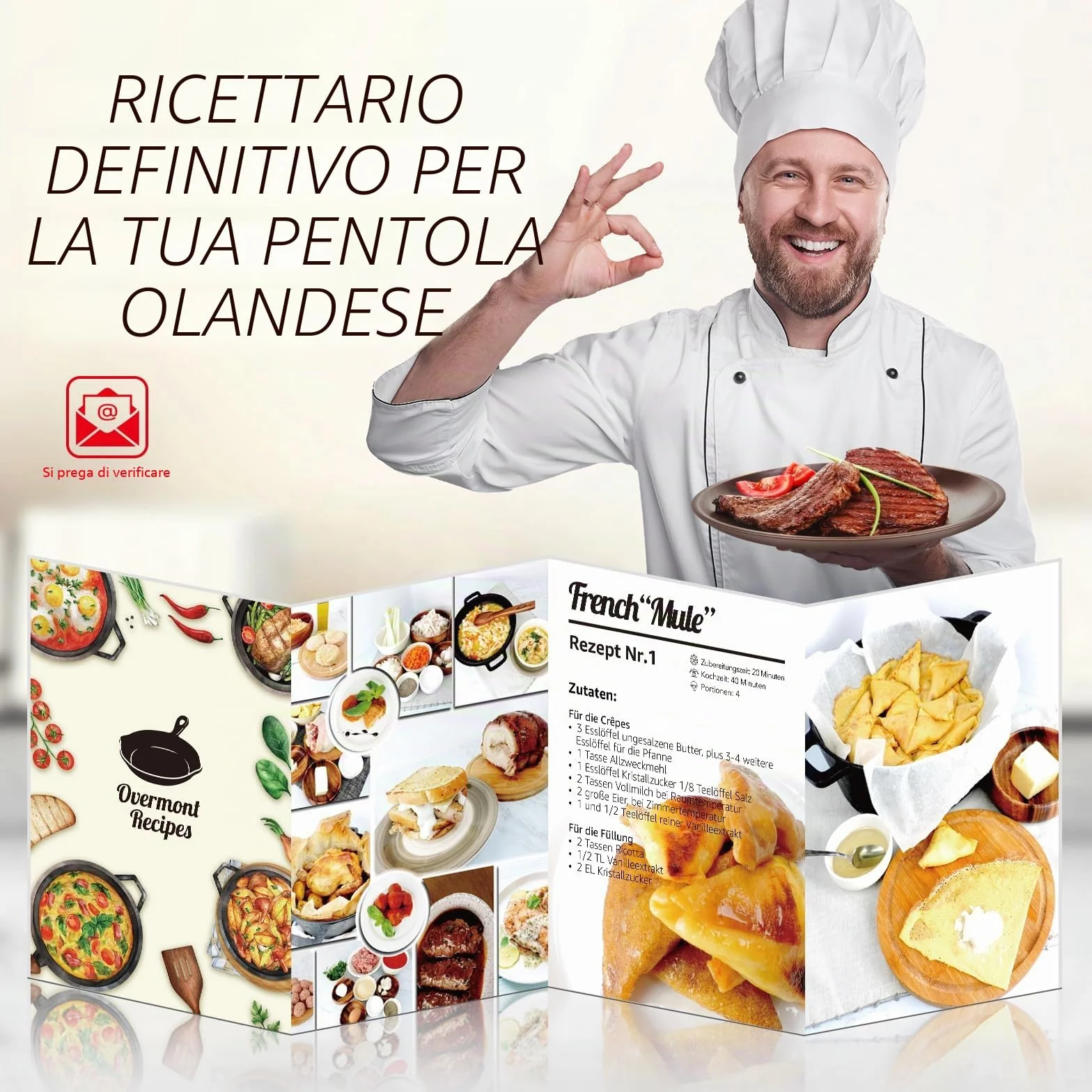 Overmont Casseruola in Ghisa Smaltata - Antiaderente Forno Olandese con Coperchio - Ø26 CM Rotonda Cocotte per Adatto a Piani di Cottura e Forni a Induzione - Rosso