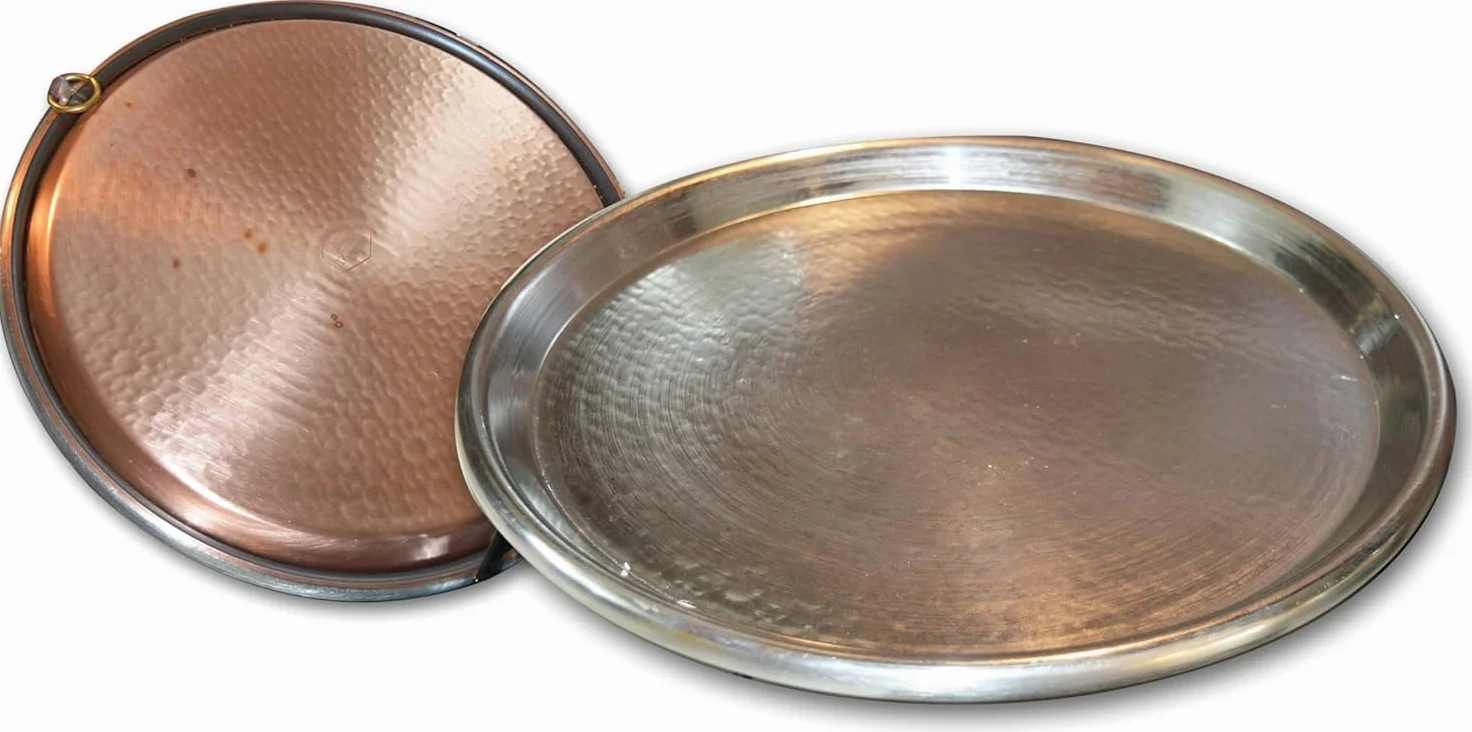 PARDINI - Teglia tonda in rame stagnato, bordo 2cm, diametro 38 cm, ideale per farinata, cecina, pizza o focaccia