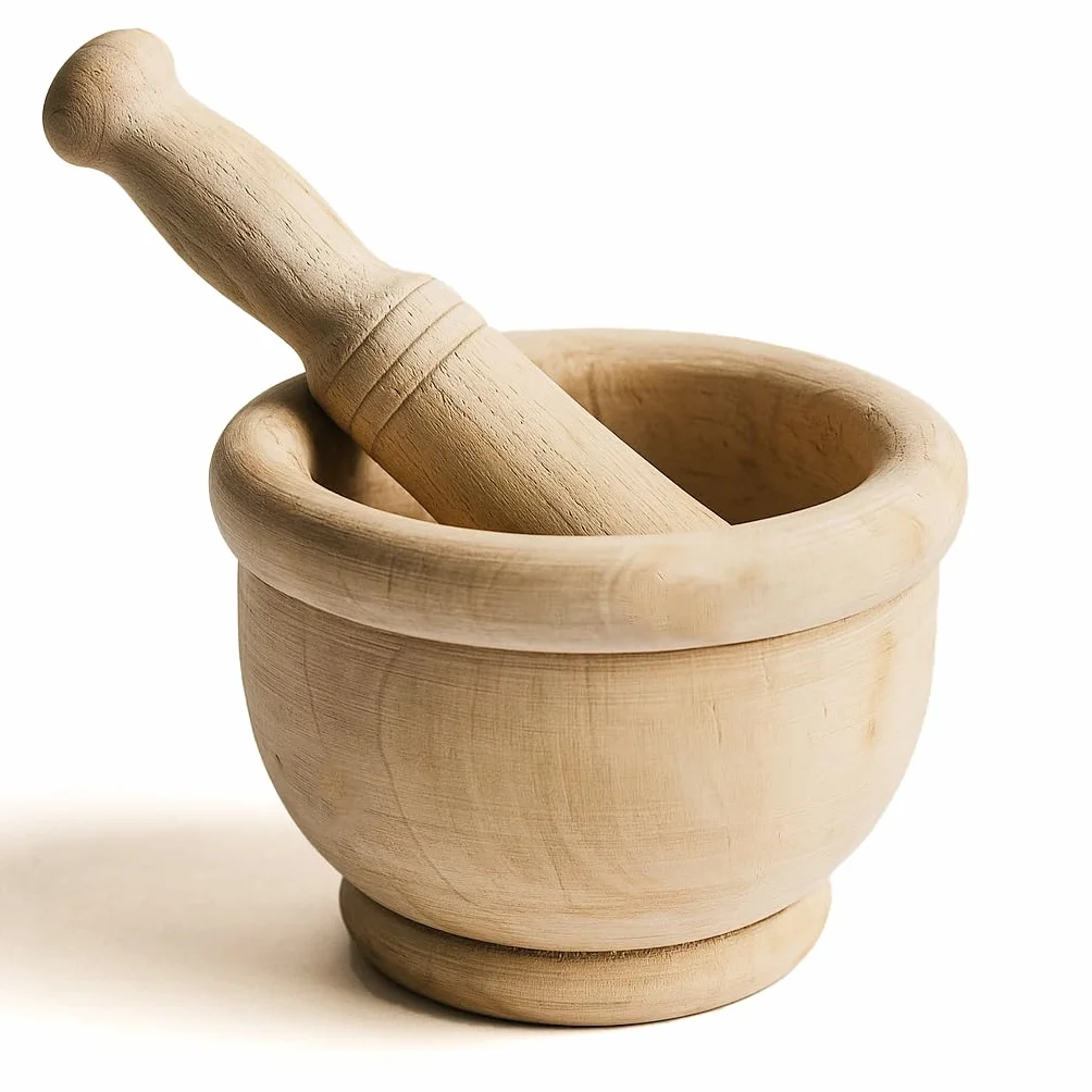 Mortaio con Pestello in Legno Ø 14 cm Design Rustico