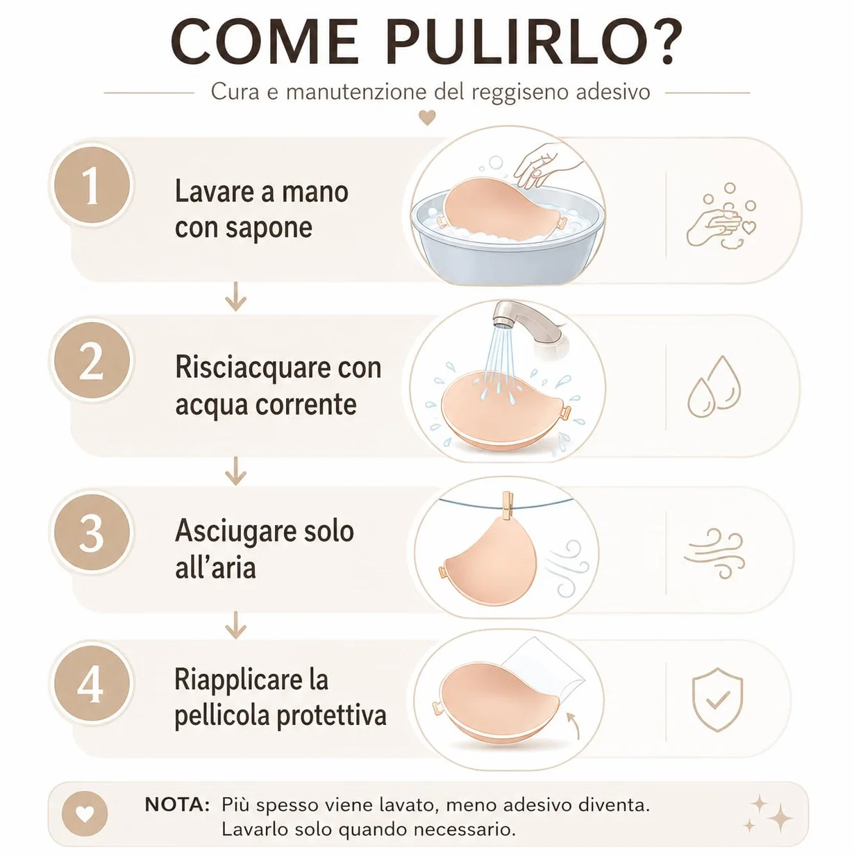 QM Reggiseno Adesivo Push Up per Seni Piccoli e Medi, Invisibile Senza Spalline, Chiusura Frontale, 2 Paia