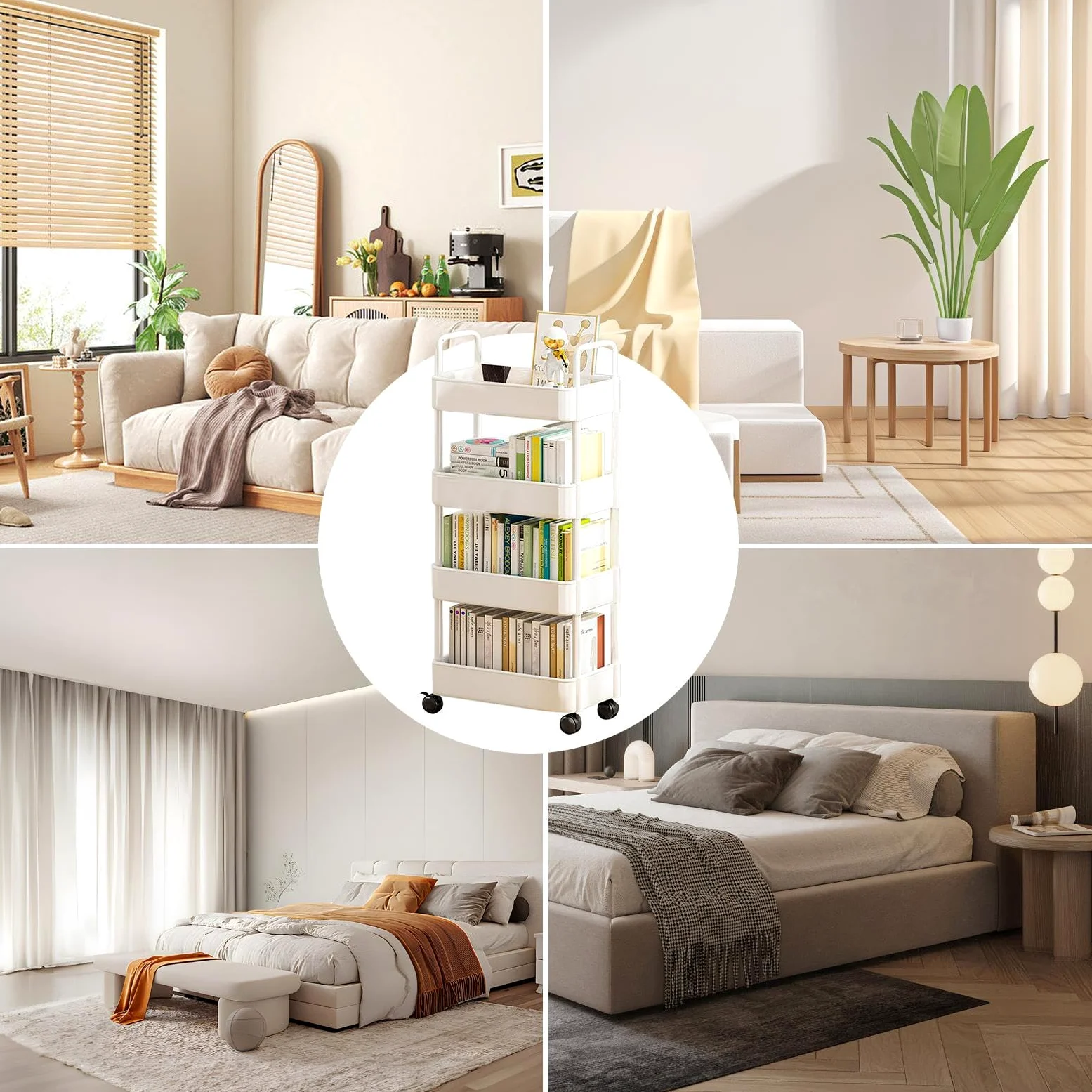 Carrello di rotolamento 'organizzatore di utility - Scaffale di stoccaggio | mobile, snack a più livello | 3 Porta laminatoio da 4 con ganci a ruote per la configurazione delle forniture per