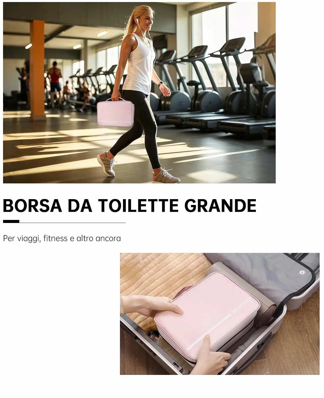 Beauty Case da Viaggio Impermeabile 4 in 1 per Donna, Grande Borsa da Toilette da Appendere